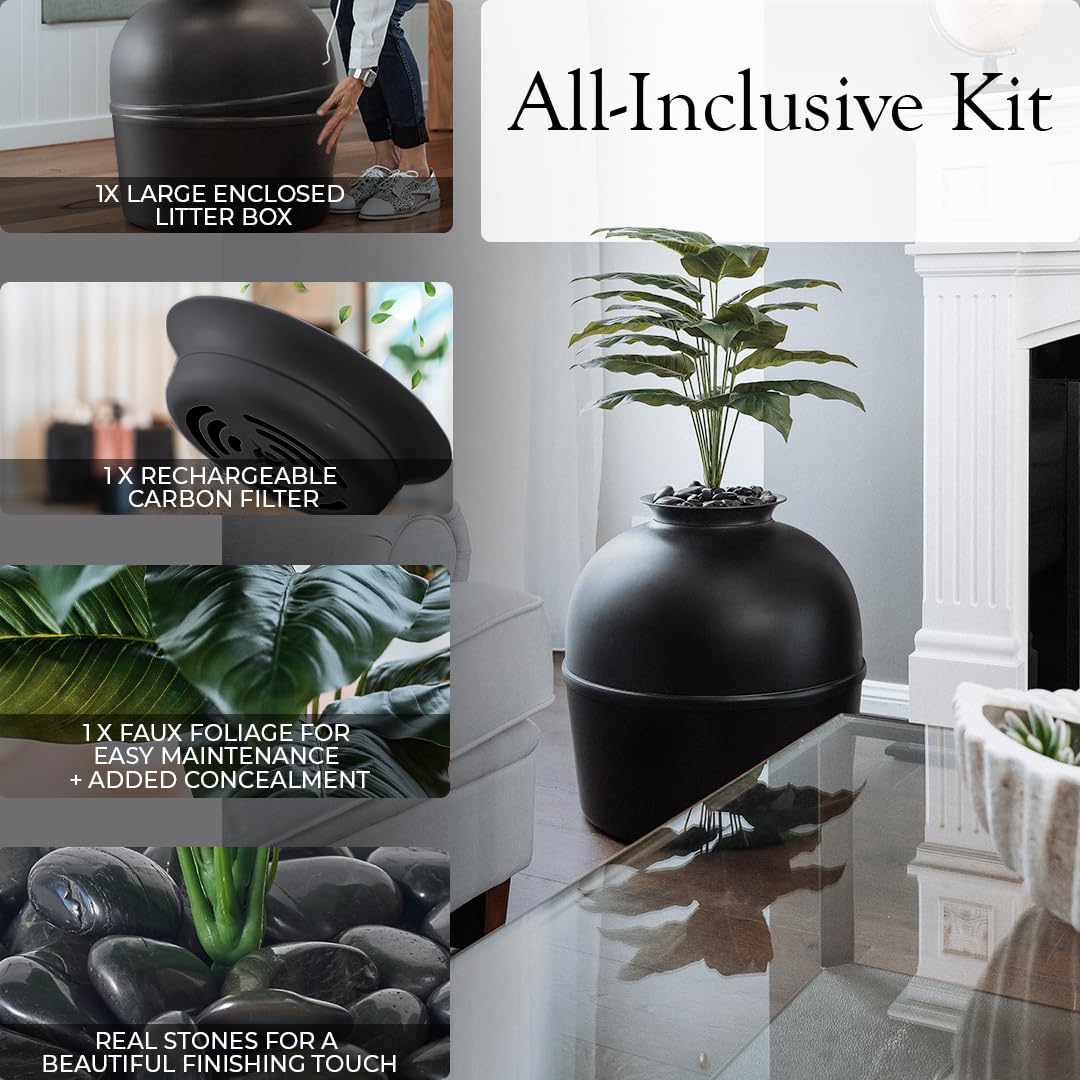 Hidden Litter Box Enclosure - Odor Control, Matte Black