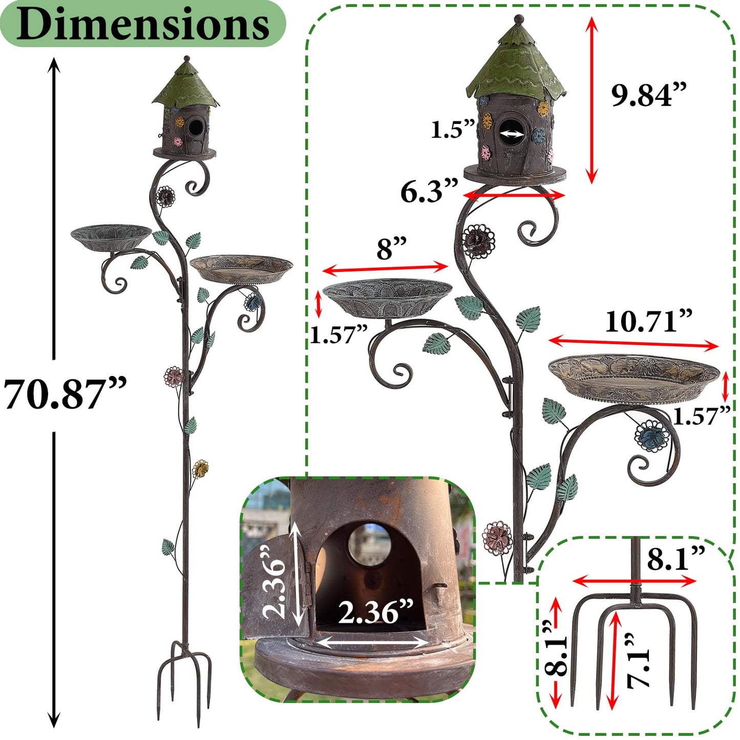 71" Bird Bath and House Combo