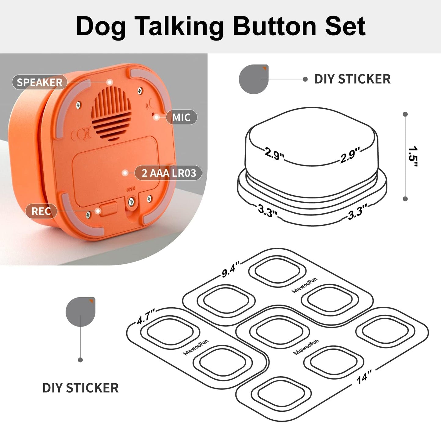 Dog Talking Buttons Set - 9 Pack