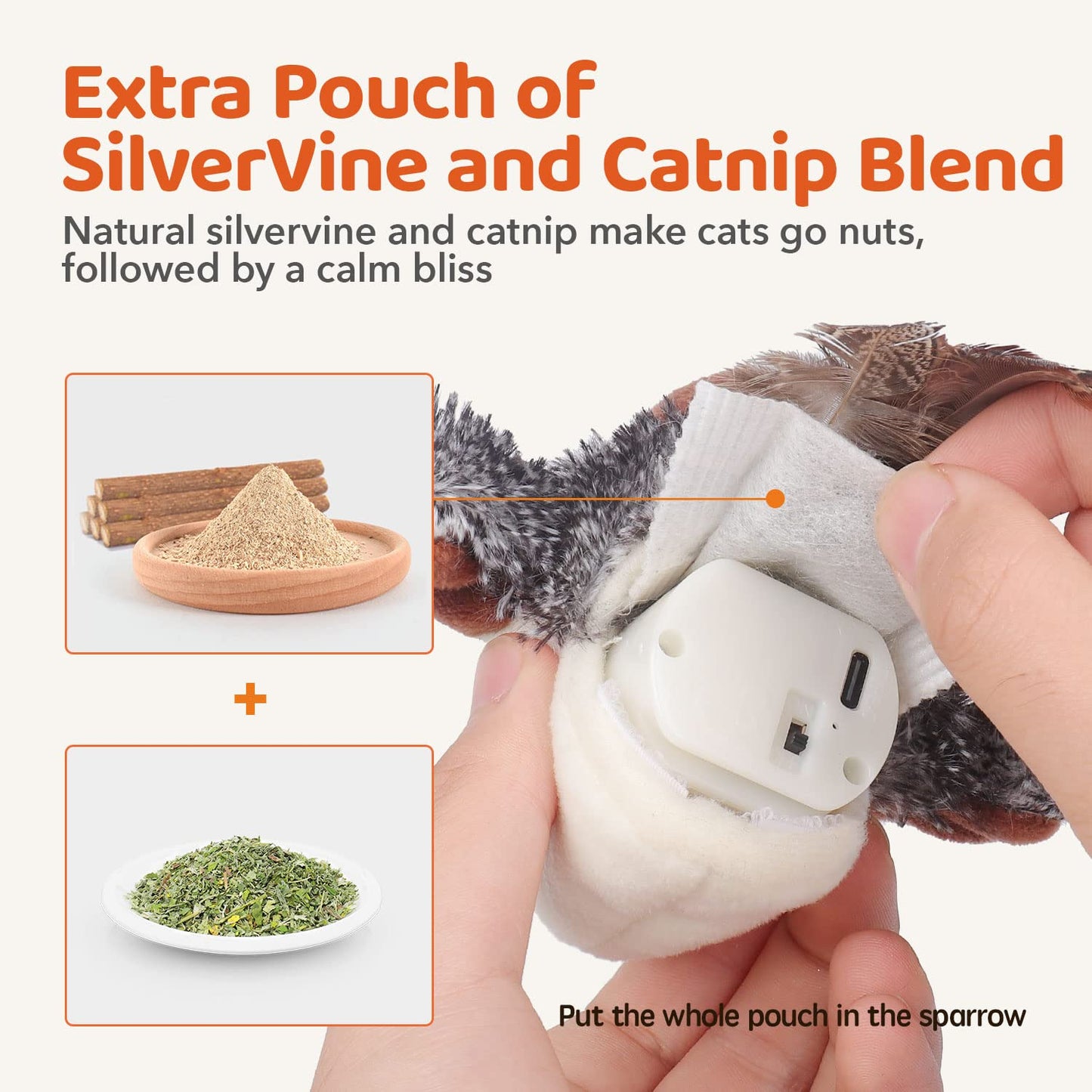 Rechargeable Flapping Bird Cat Toy - 4"