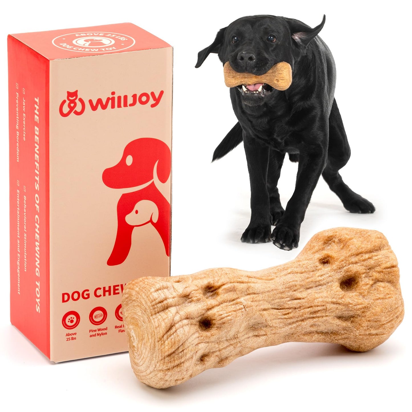 Dog Chew Toys - Tough, Pine Wood & Nylon