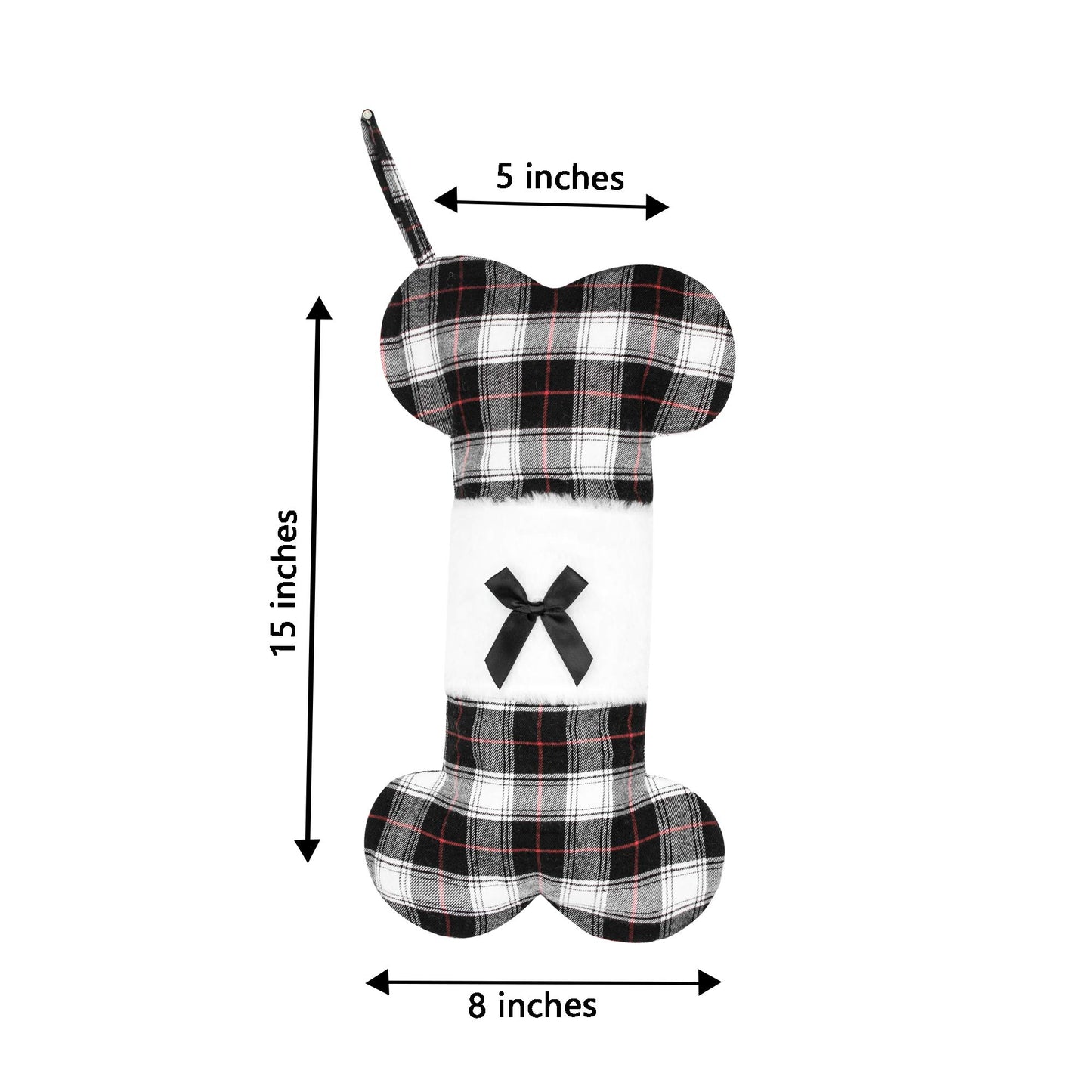 Linen Plaid Dog Bone Christmas Stocking