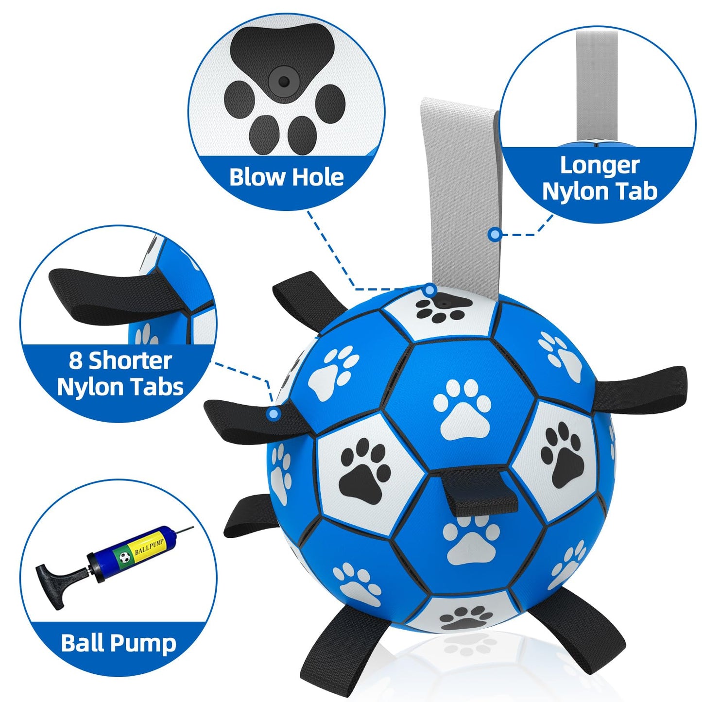 Dog Rope Toy Soccer Ball - 6", Blue & Grey