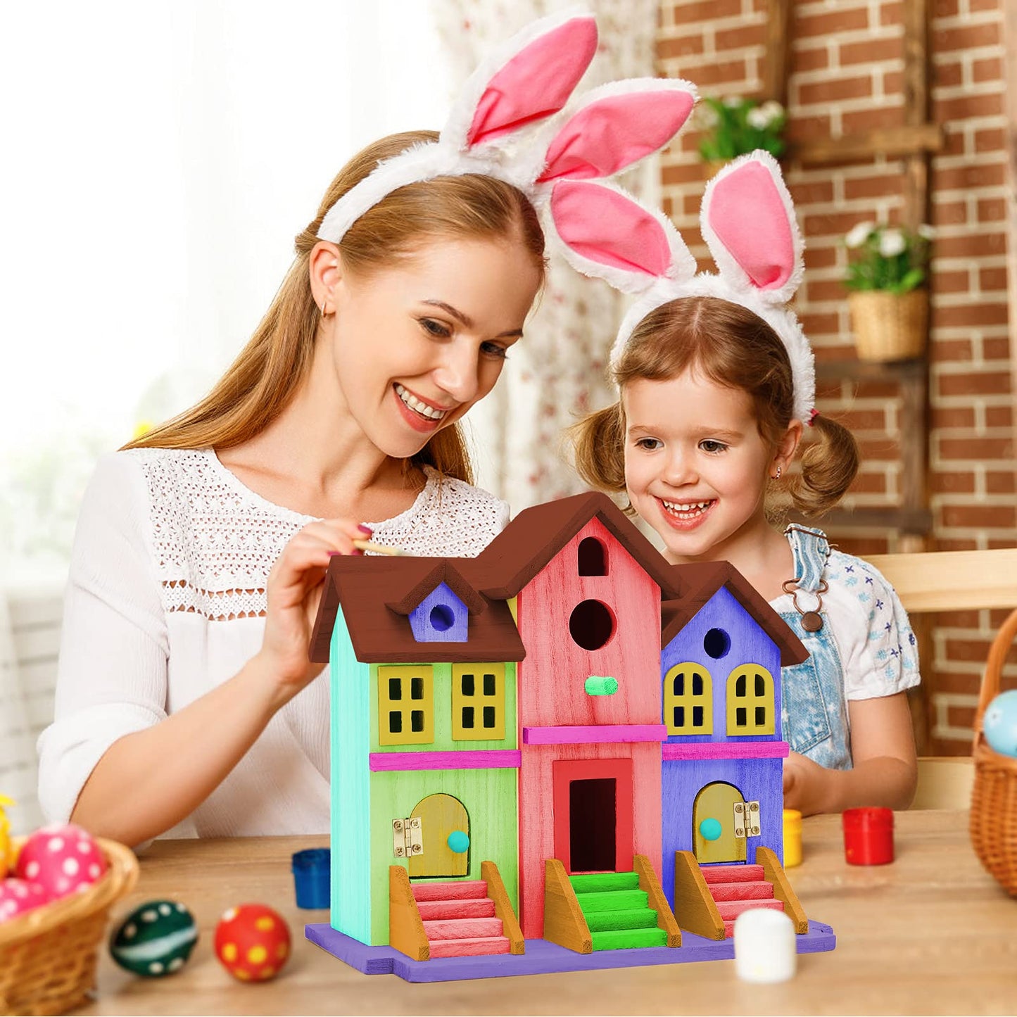 Wooden Birdhouse with Hanging Tools