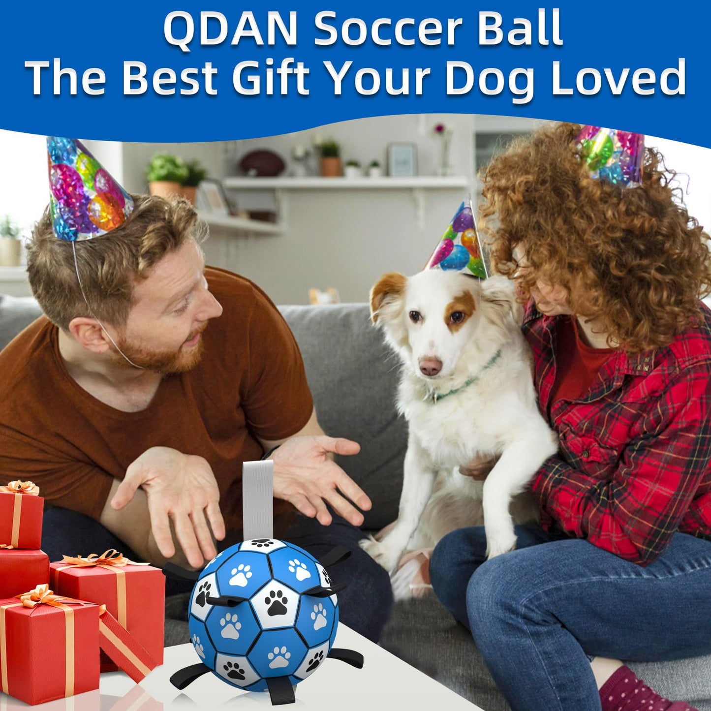 Dog Rope Toy Soccer Ball - 6", Blue & Grey