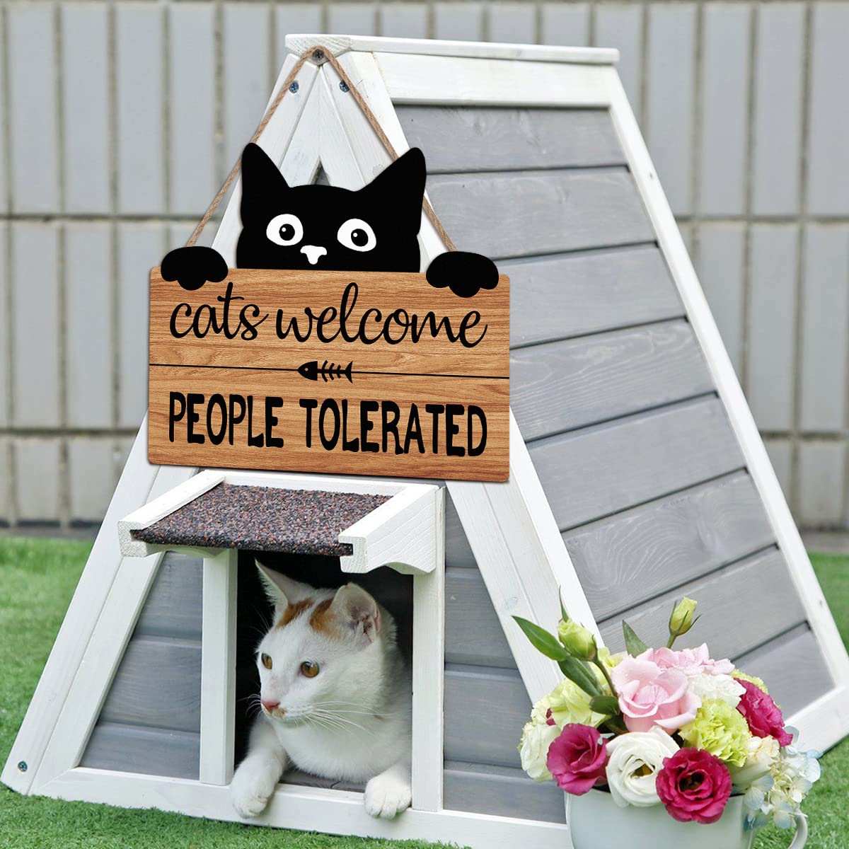 Funny Cat Welcome Sign - Black Cat Decor