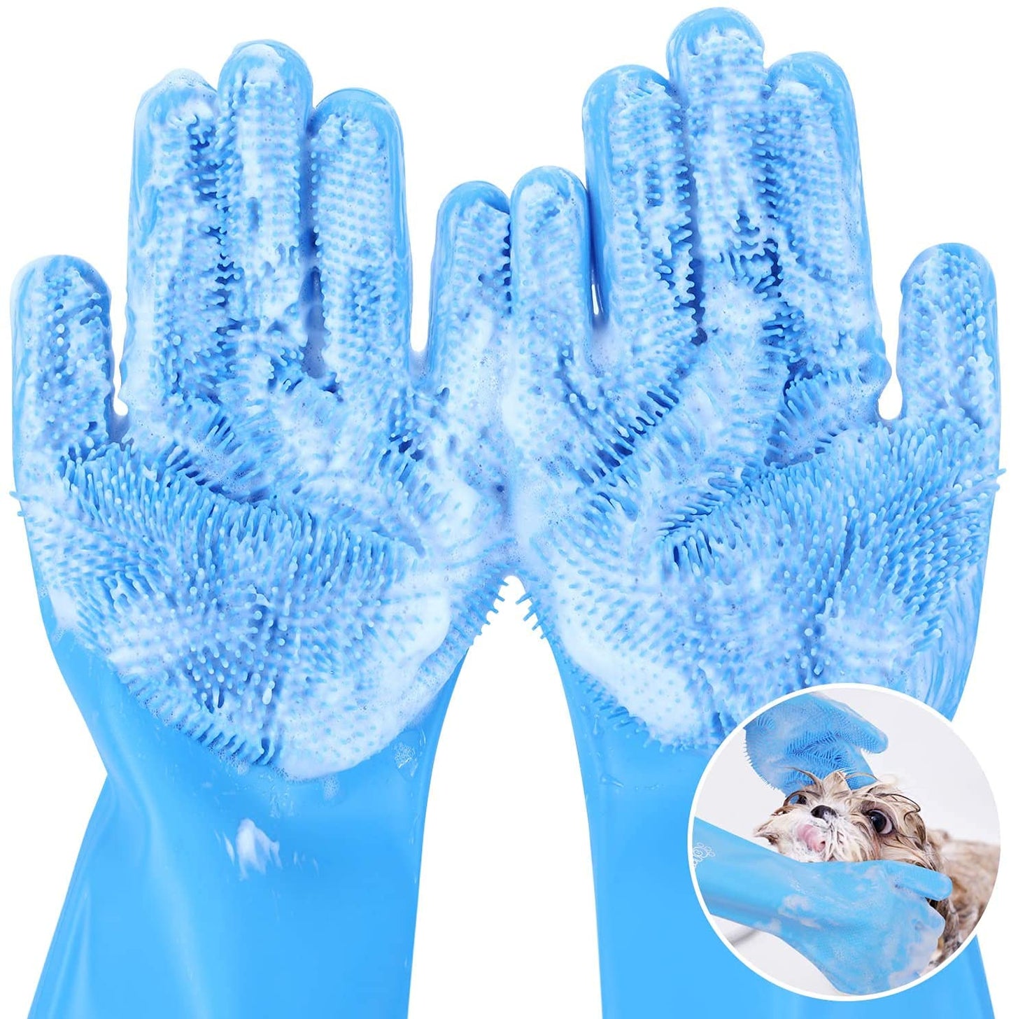 Pet Grooming Gloves - Heat Resistant, Blue