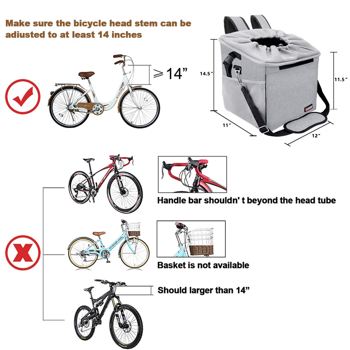 Pet Carrier Bicycle Basket - Grey
