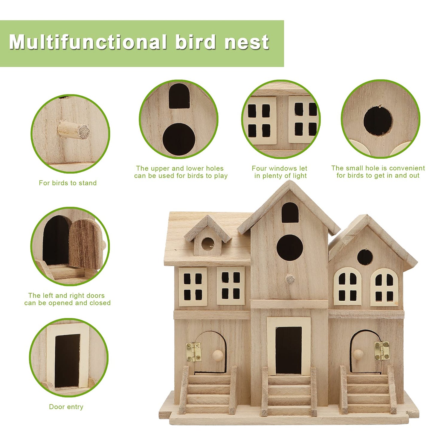 Wooden Birdhouse with Hanging Tools