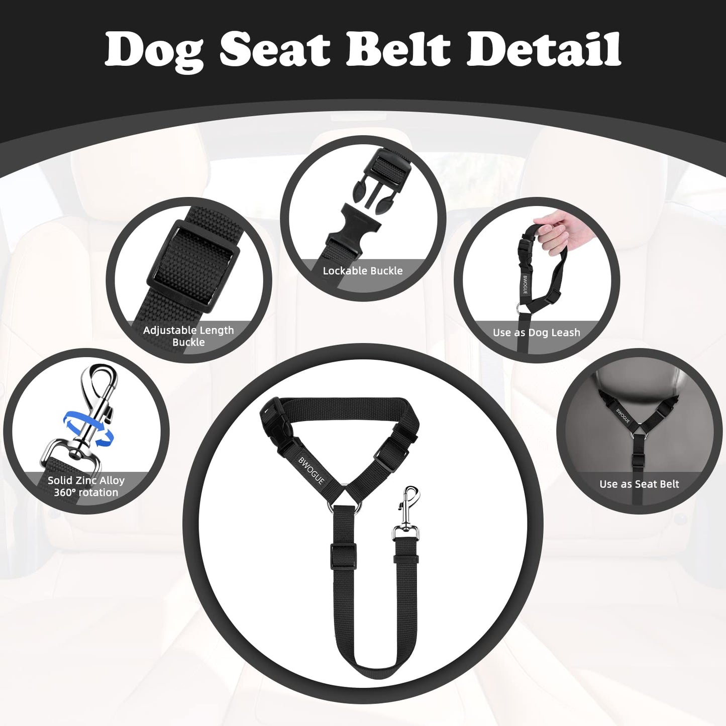 Dog & Cat Car Seat Belt - 2 Pack