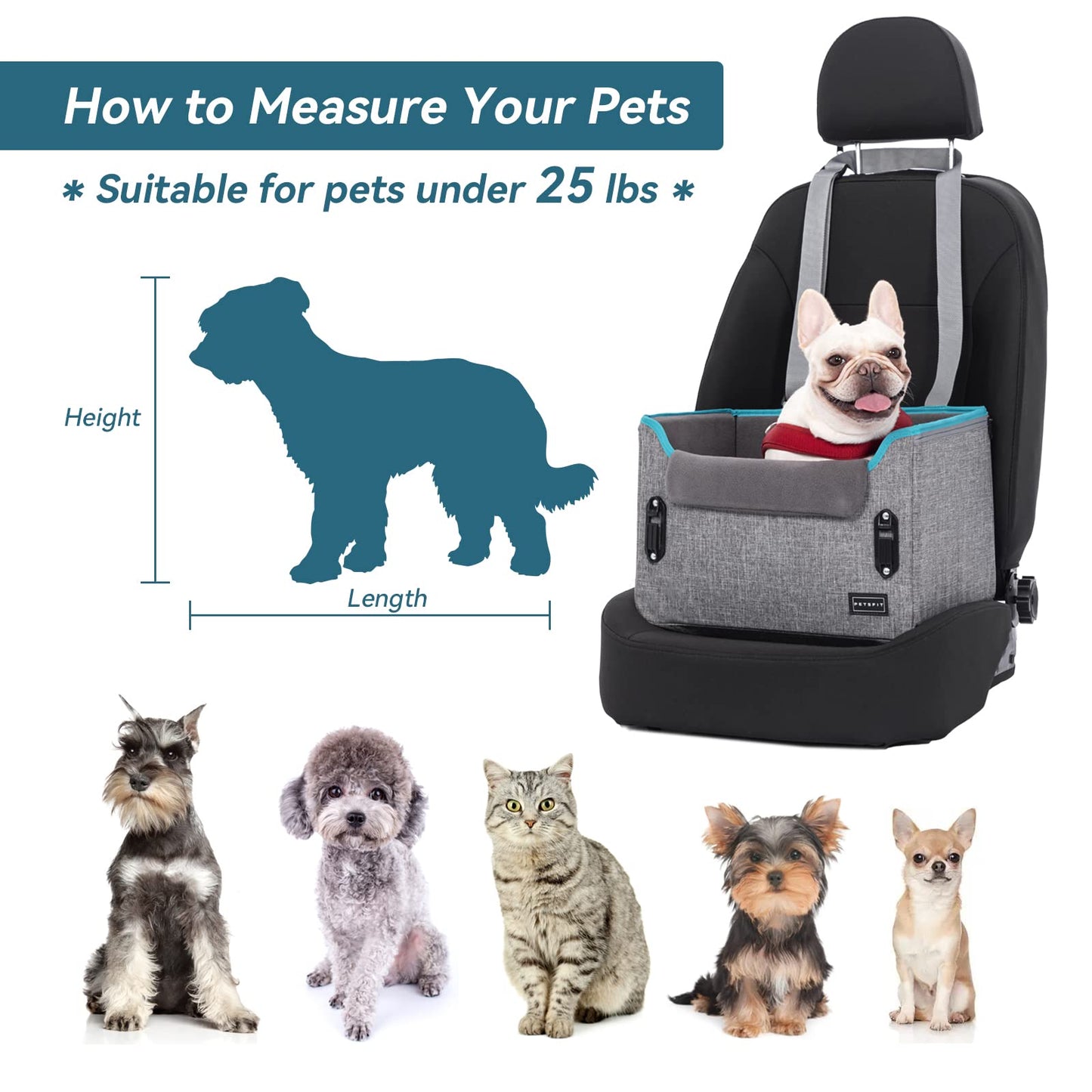 Small Dog Car Seat - Grey
