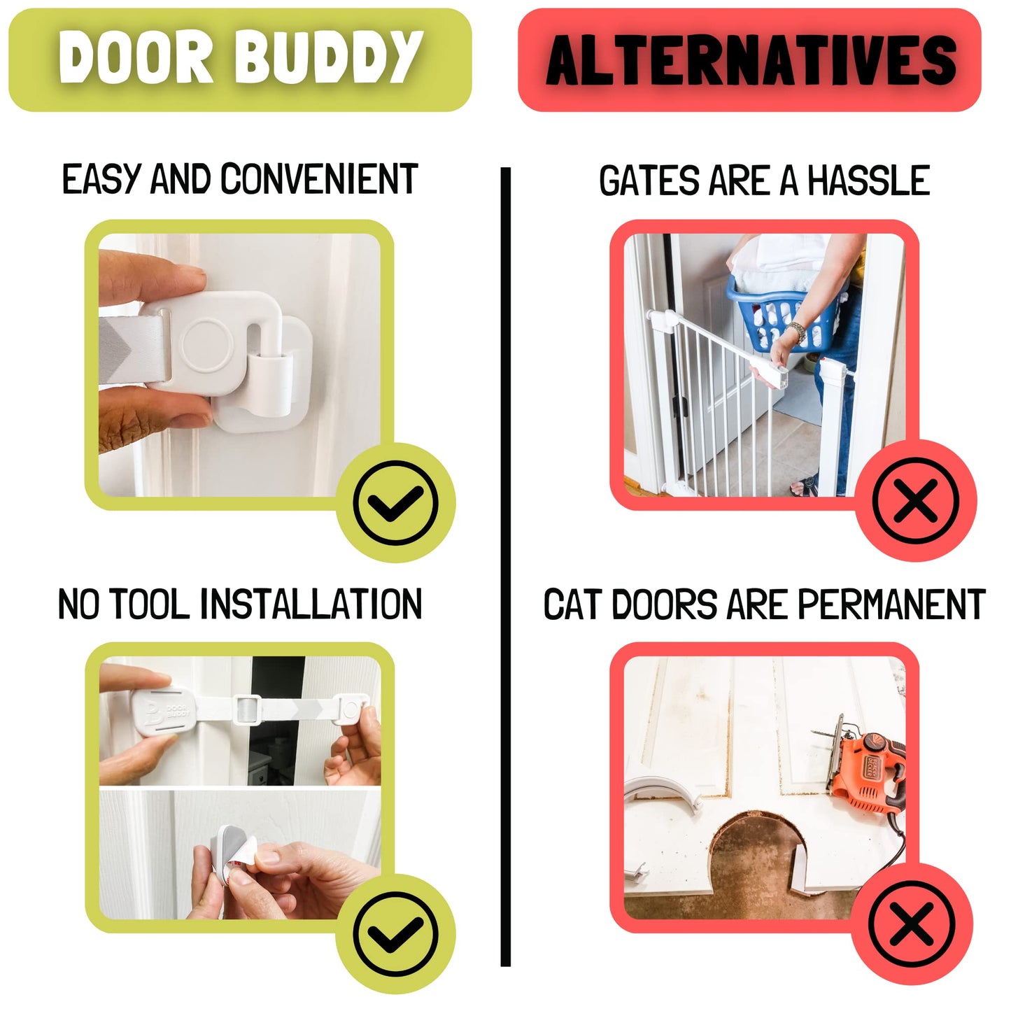 Adjustable Cat Door Latch - Dog Proof (2 Pack)
