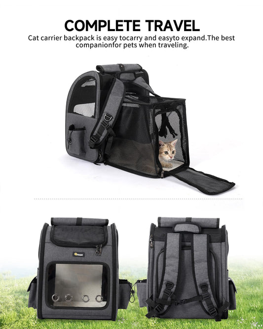 Expandable Cat Backpack Carrier - Grey