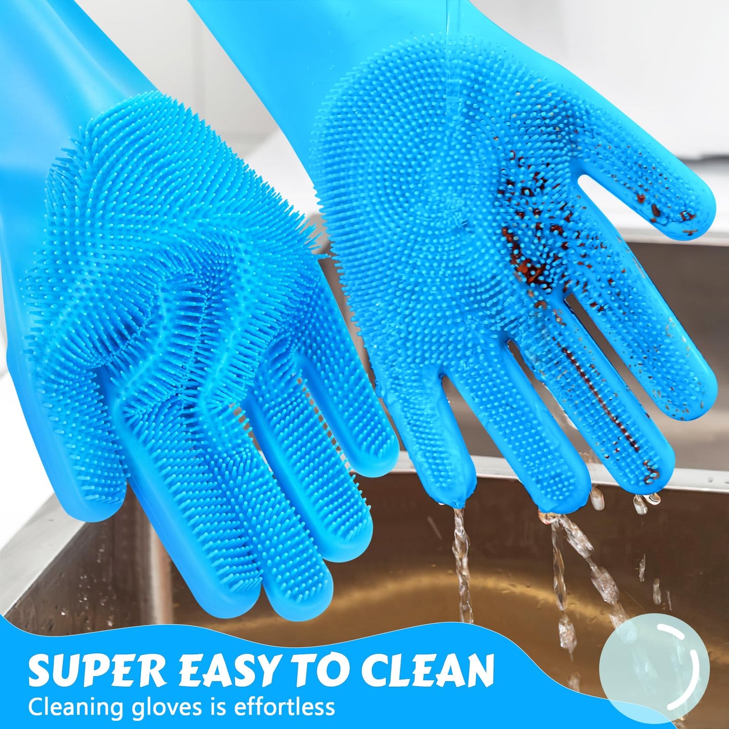 Pet Grooming Gloves - Heat Resistant, Blue