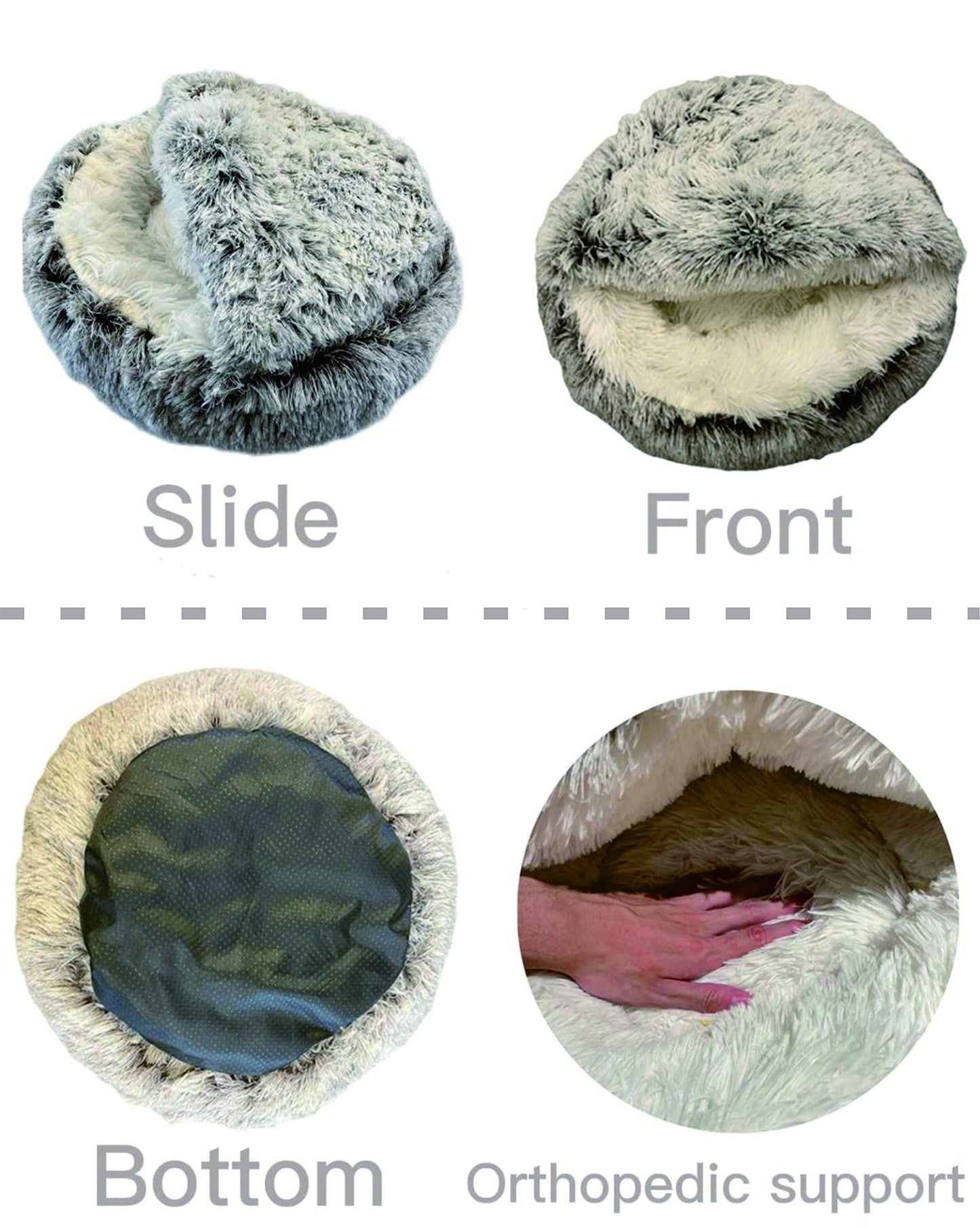Plush Hooded Cat Bed - 20" Coffee