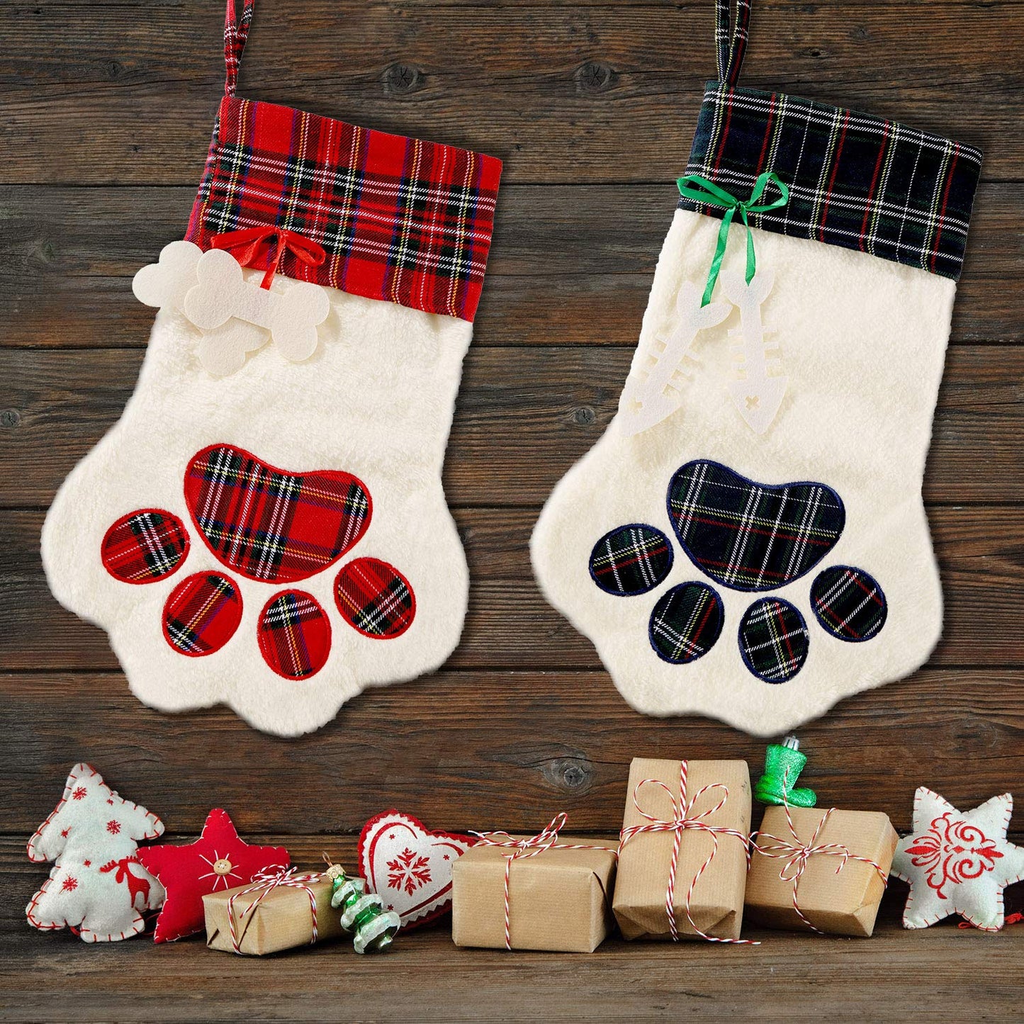 Buffalo Plaid Pet Christmas Stockings - 2 Pack