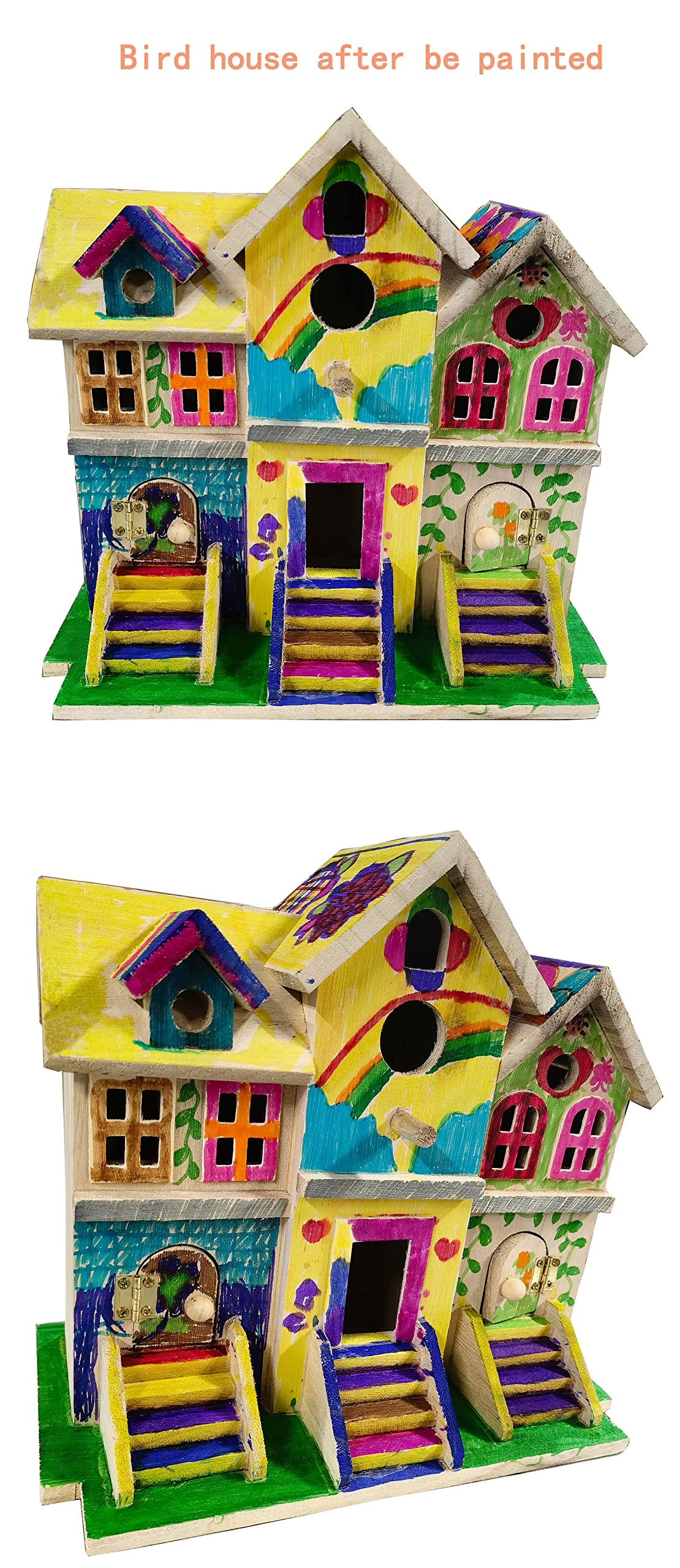 Wooden Birdhouse with Hanging Tools