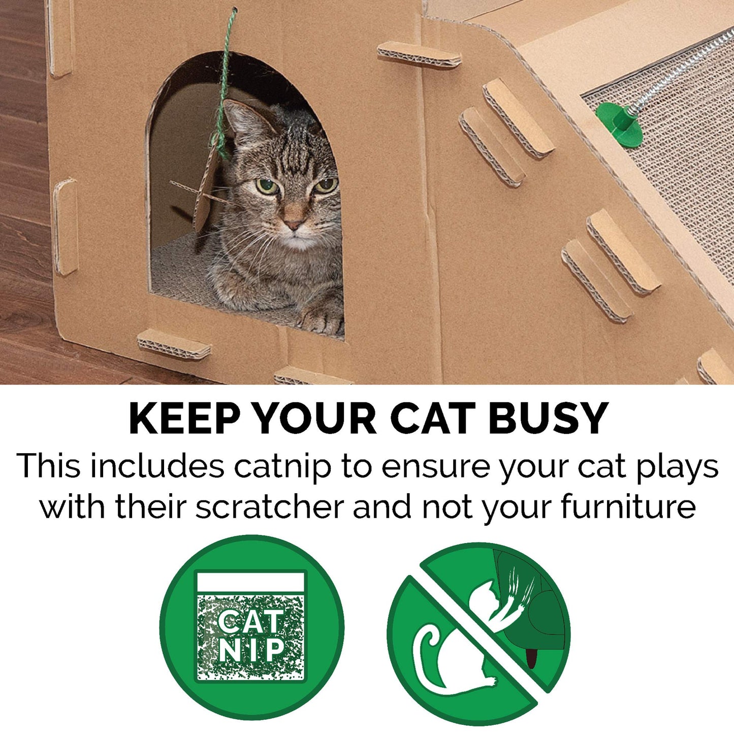 Multi-Level Cardboard Cat House with Catnip