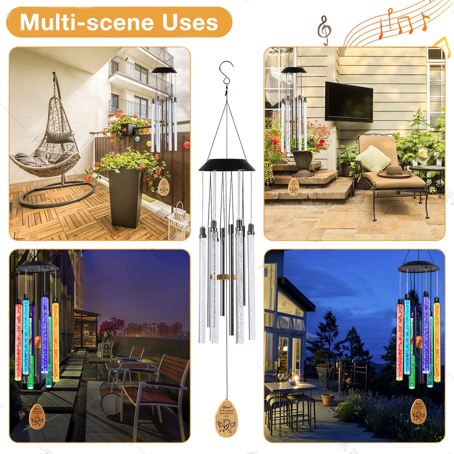 Solar Pet Memorial Wind Chime - Color Changing