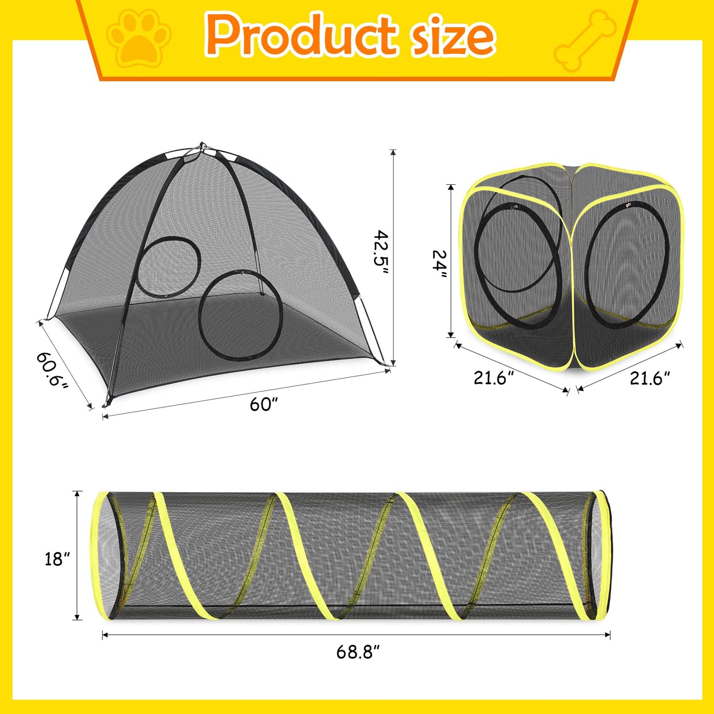 Portable Cat Enclosure with Tunnel