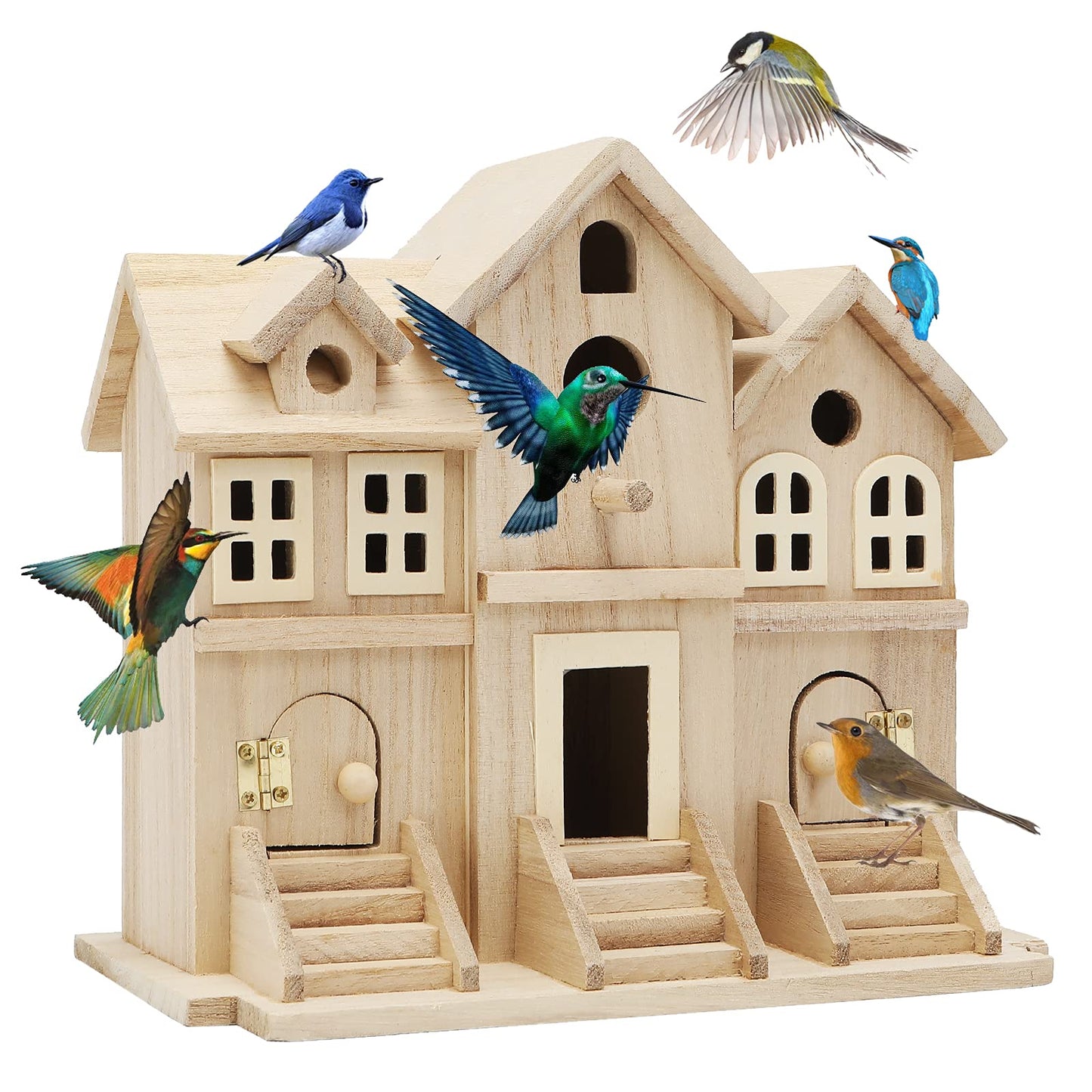 Wooden Birdhouse with Hanging Tools