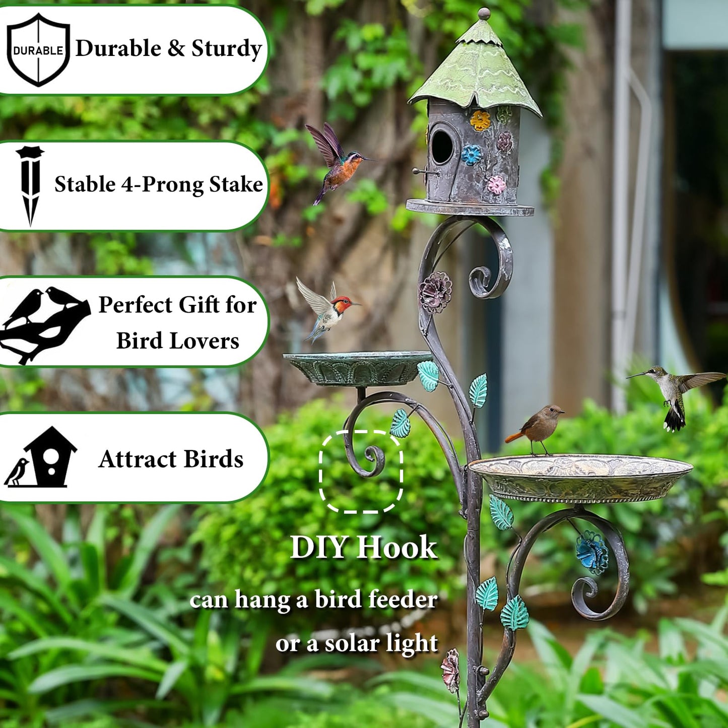 71" Bird Bath and House Combo