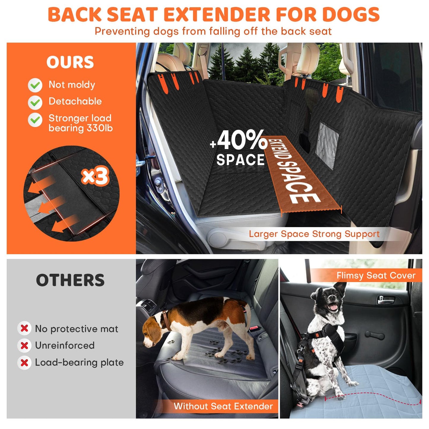 Back Seat Extender for Dogs - Waterproof