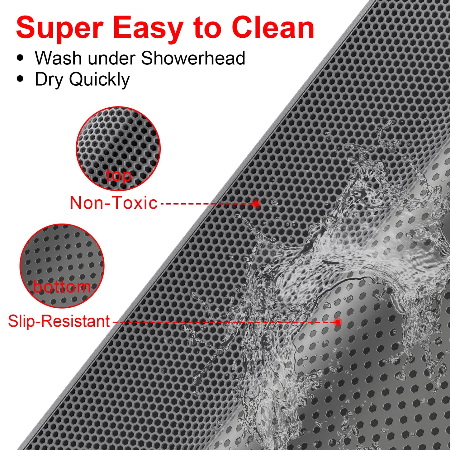 Cat Litter Mat - 24"x15", Easy Clean, Grey