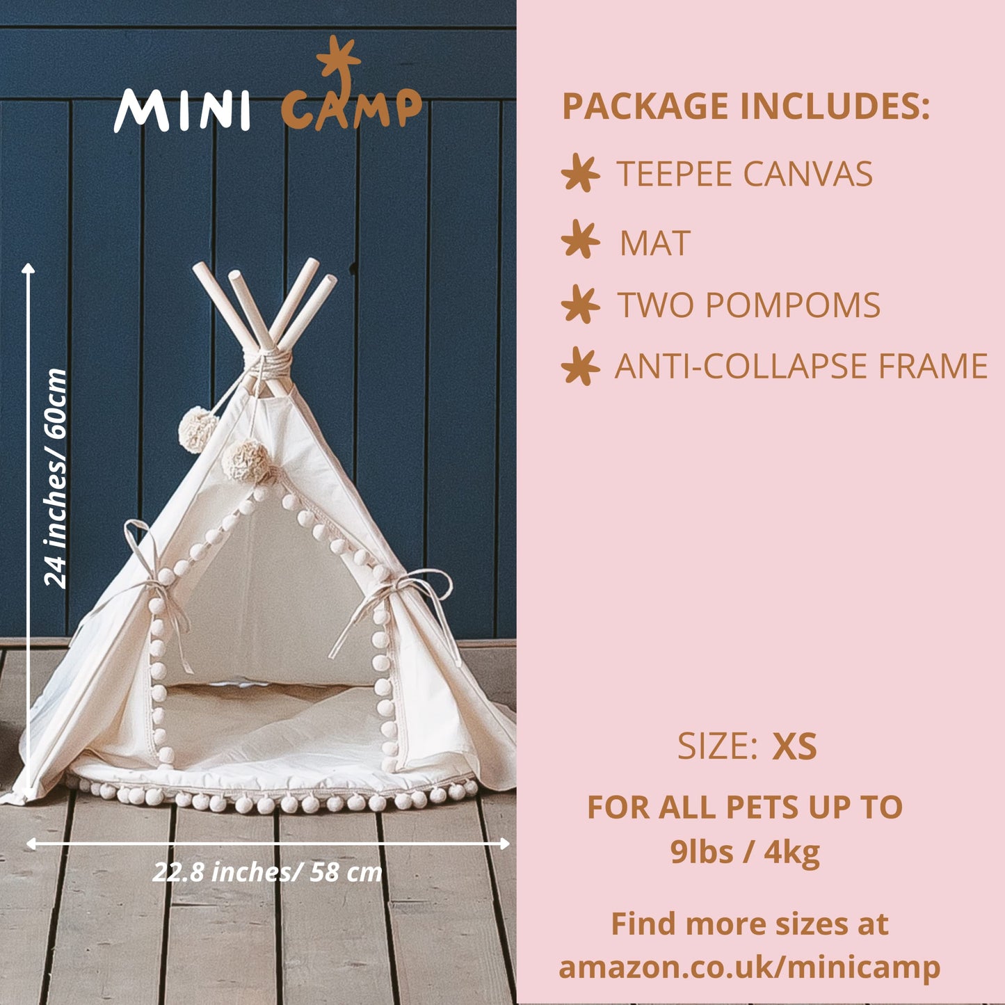 Cozy Small Dog Bed - Cat Teepee