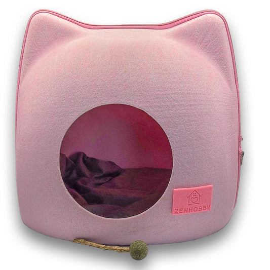 Cat Bed for Indoor Cats - Felt Cave, Pink