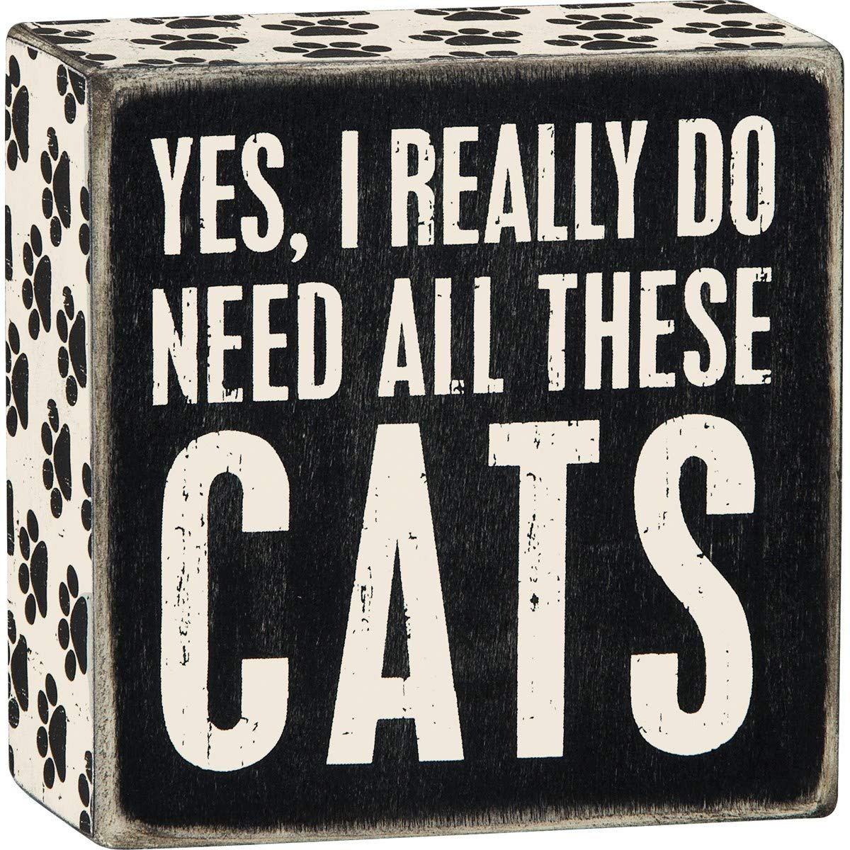 Yes, Cats Word Box Sign - 4"