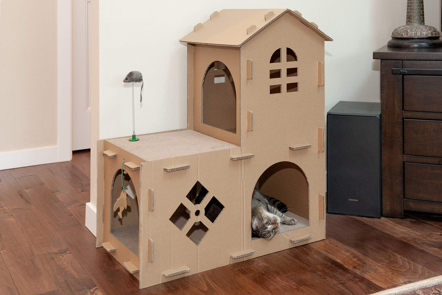 Multi-Level Cardboard Cat House with Catnip