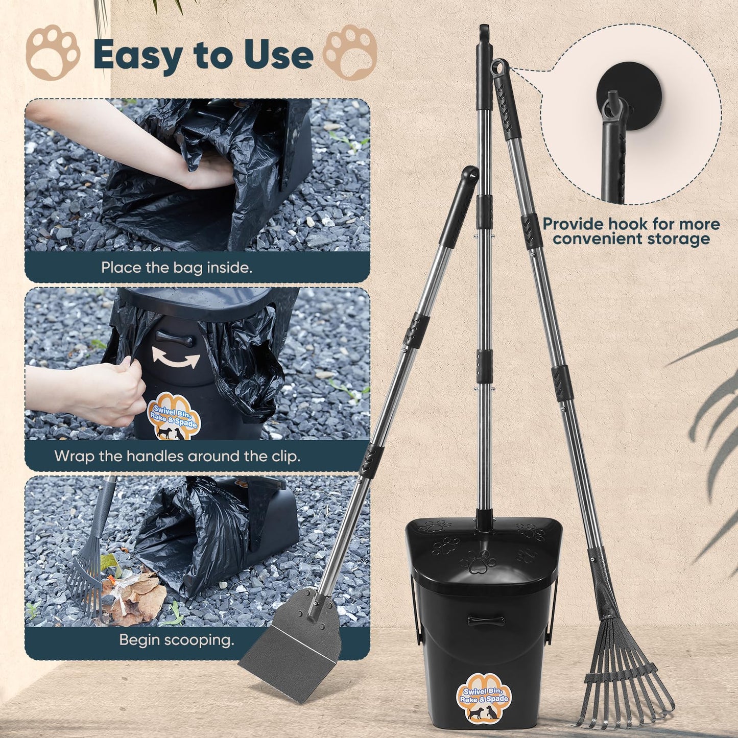 Ulugt Durable Stainless Steel Dog Pooper Scooper Set
