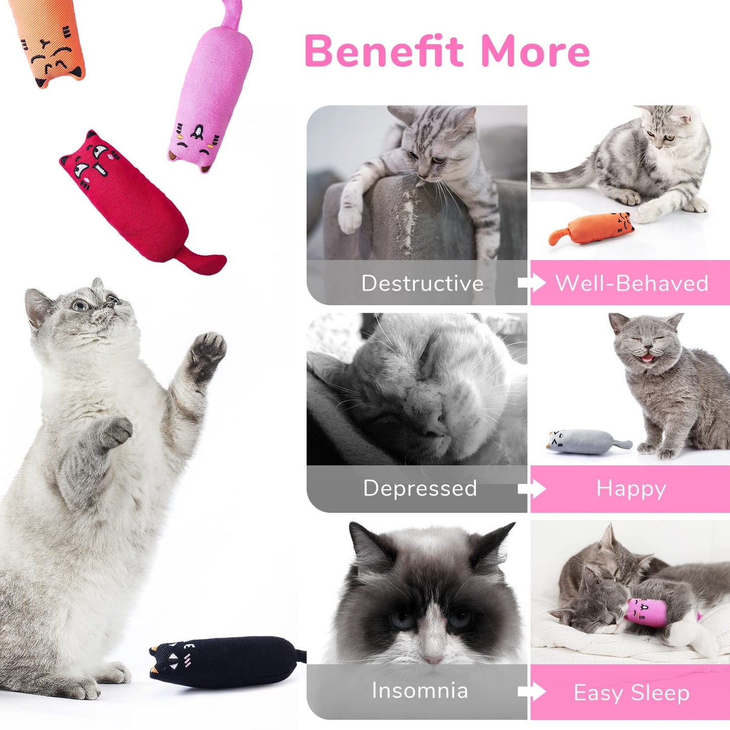 Catnip Filled Cat Teething Toys - 5 Pack