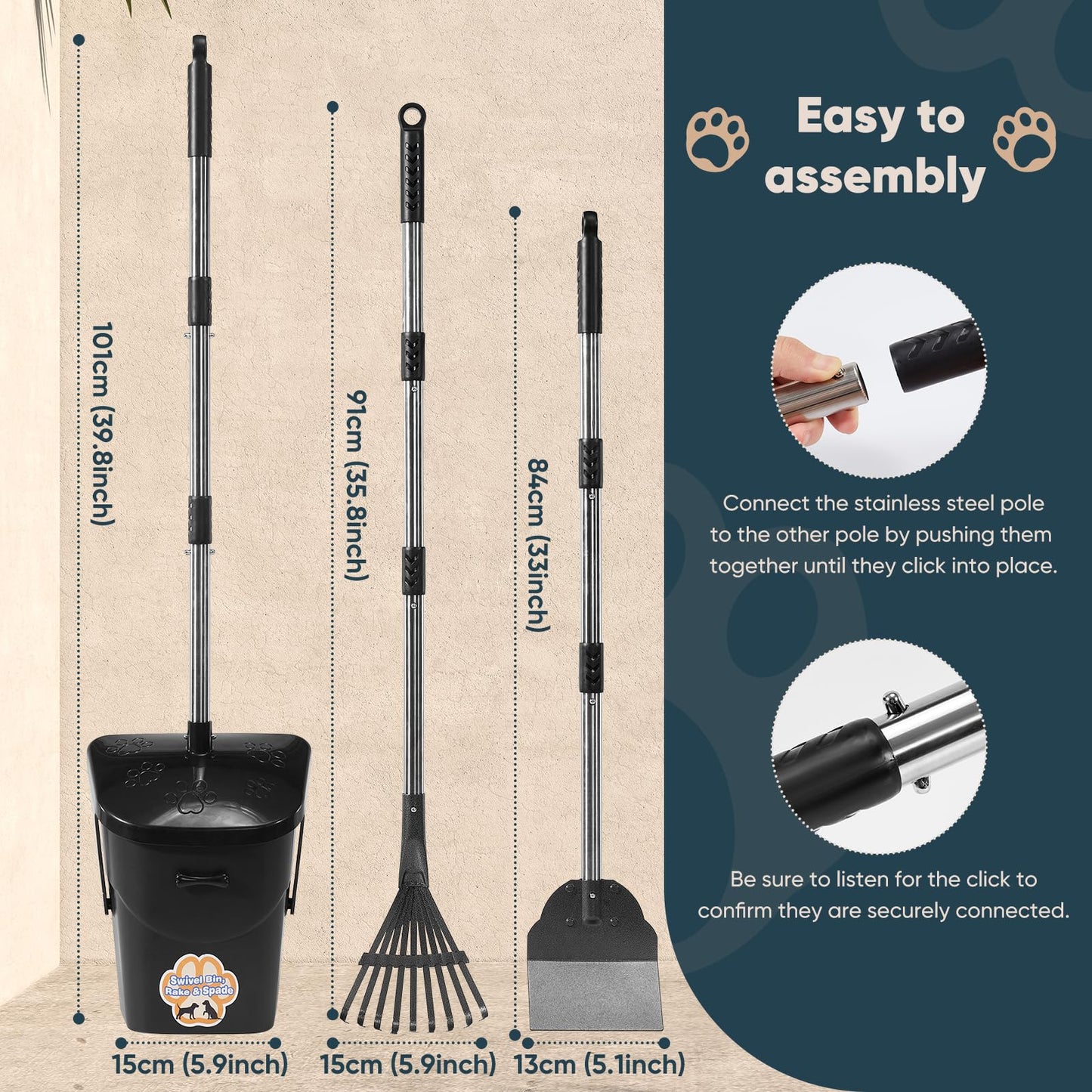 Ulugt Durable Stainless Steel Dog Pooper Scooper Set