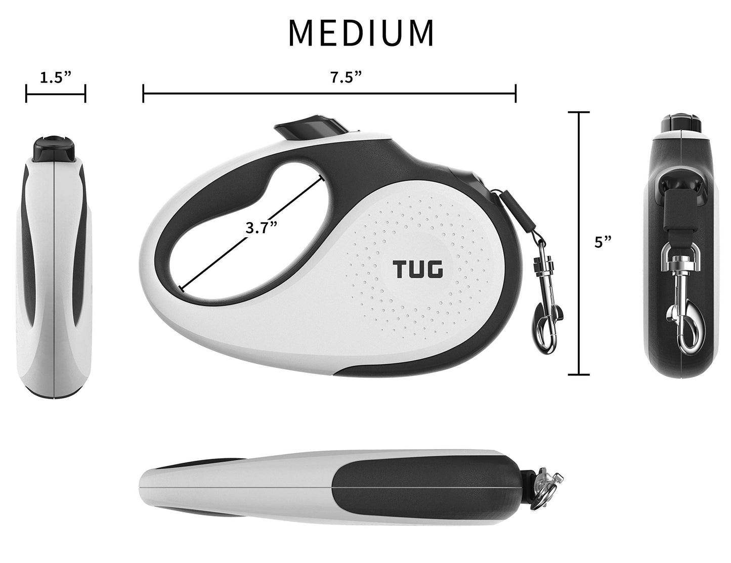 Retractable Dog Leash - 16 ft, White