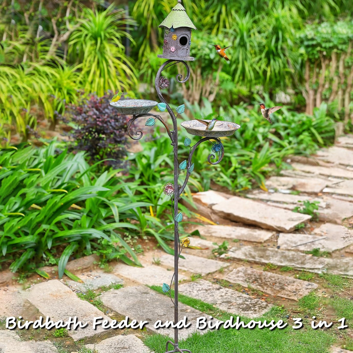 71" Bird Bath and House Combo