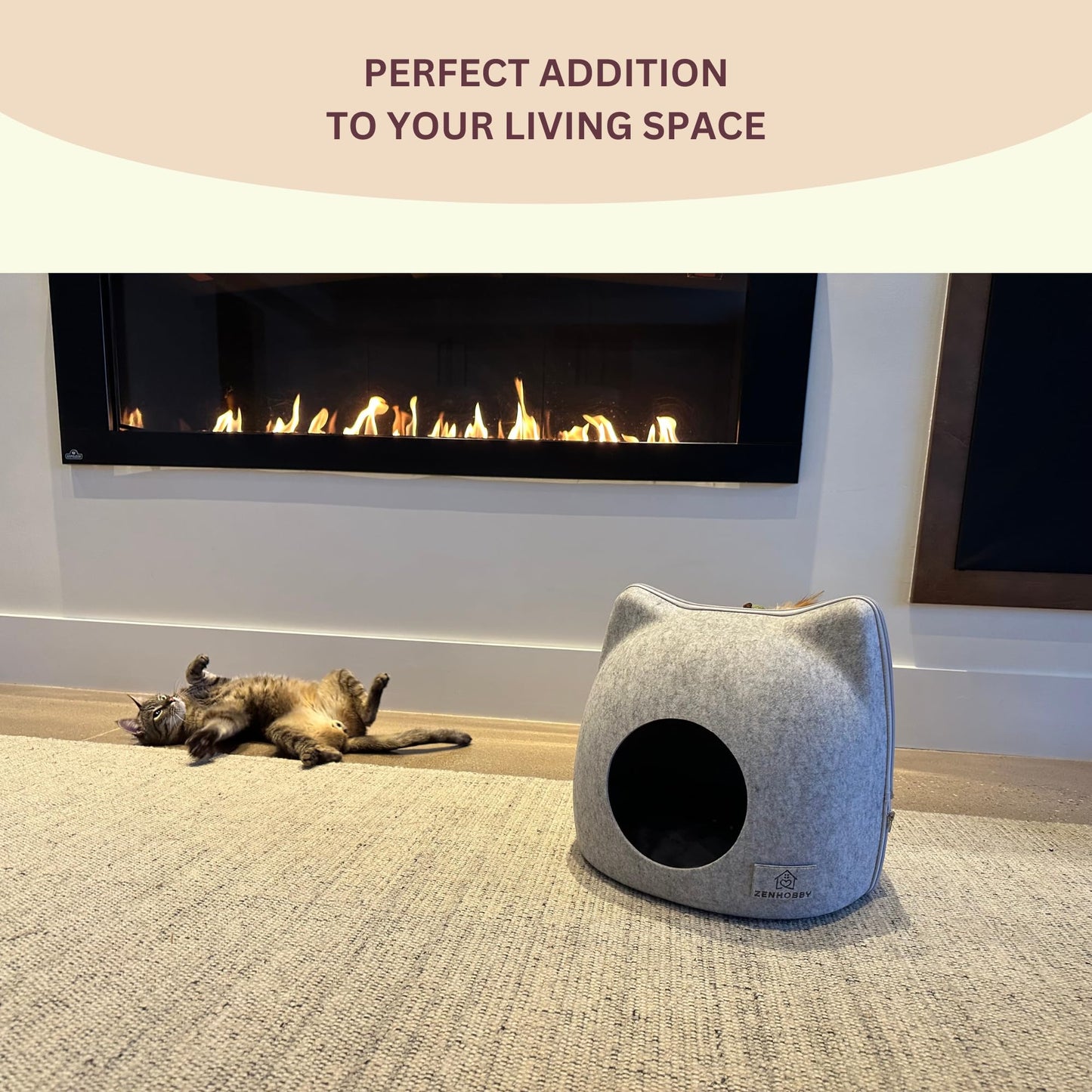 Cat Bed for Indoor Cats - Felt Cave, Pink