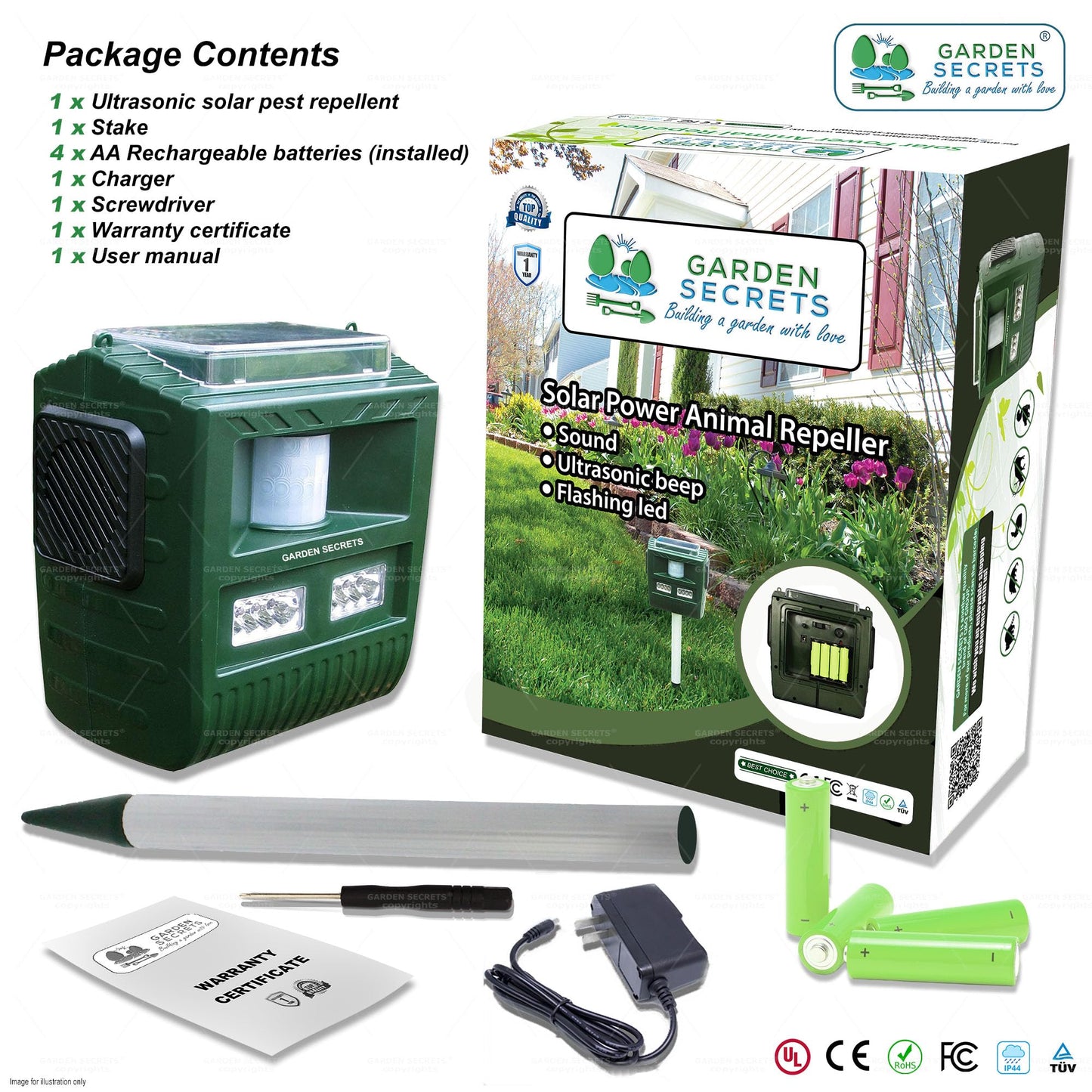 GARDEN SECRETS Ultrasonic Garden Pest Repeller