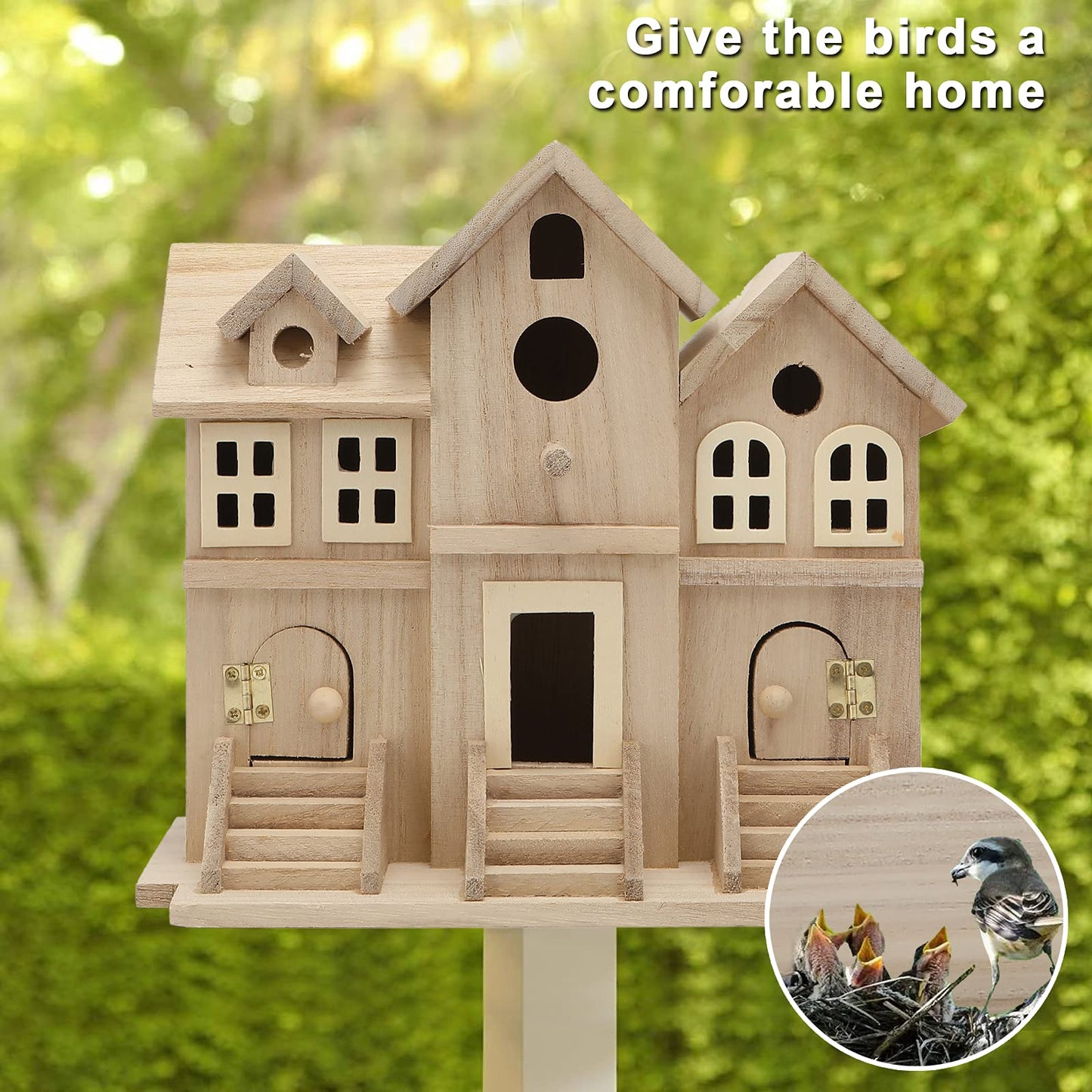 Wooden Birdhouse with Hanging Tools