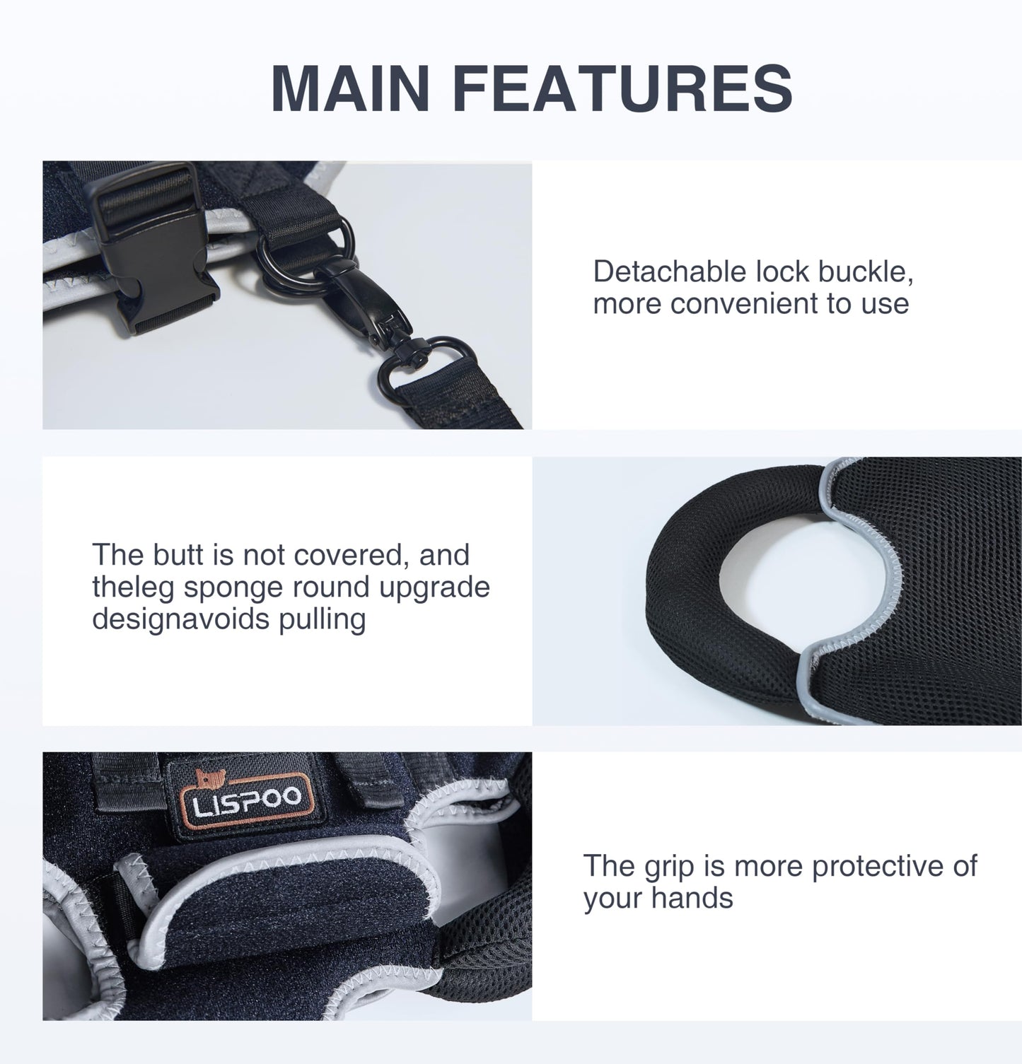 Dog Lift Harness, Pet Support & Rehabilitation Sling Lift Adjustable Padded Breathable Straps Dog Lift Harness for Senior Dogs