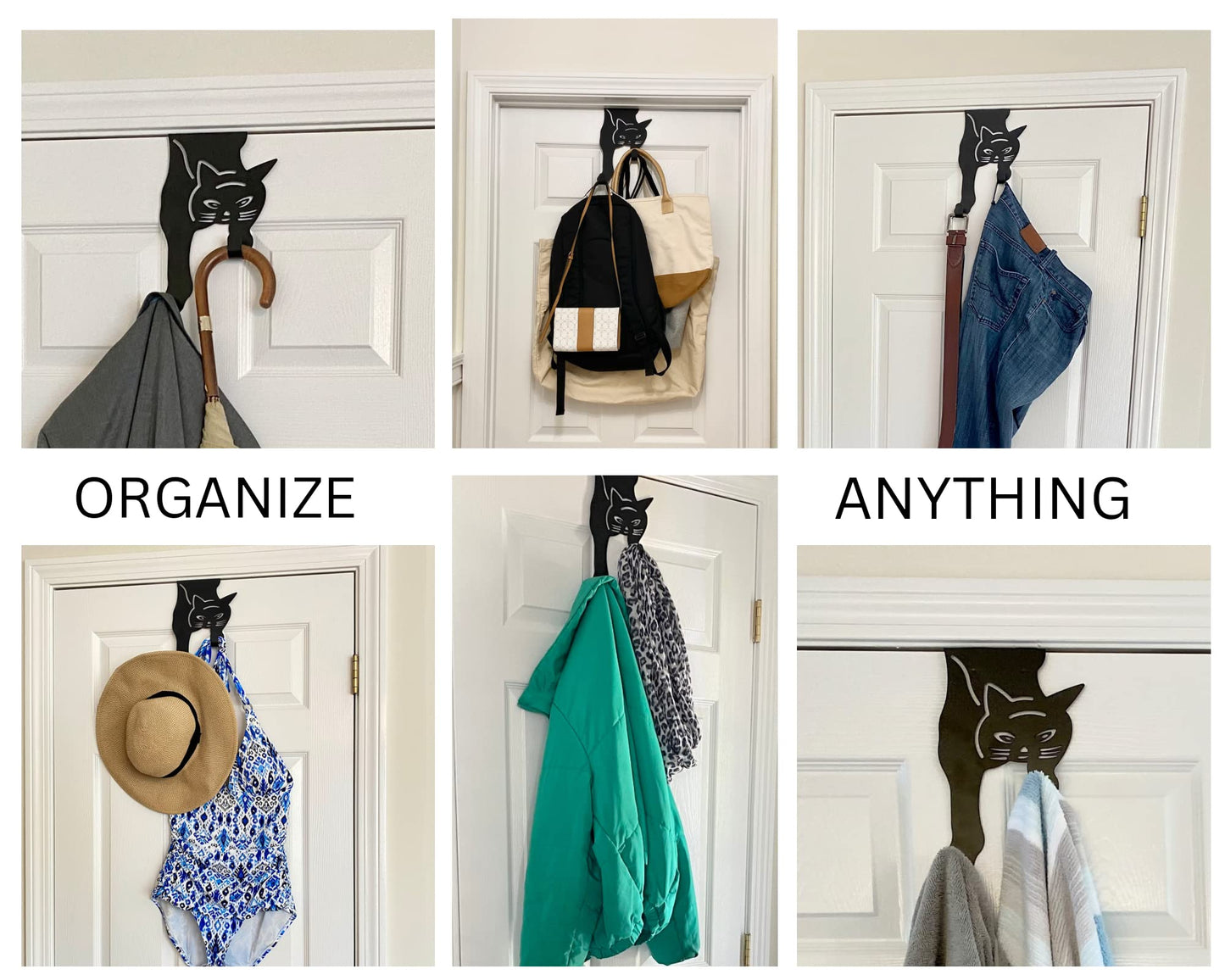 Cat Over The Door Hooks - Black