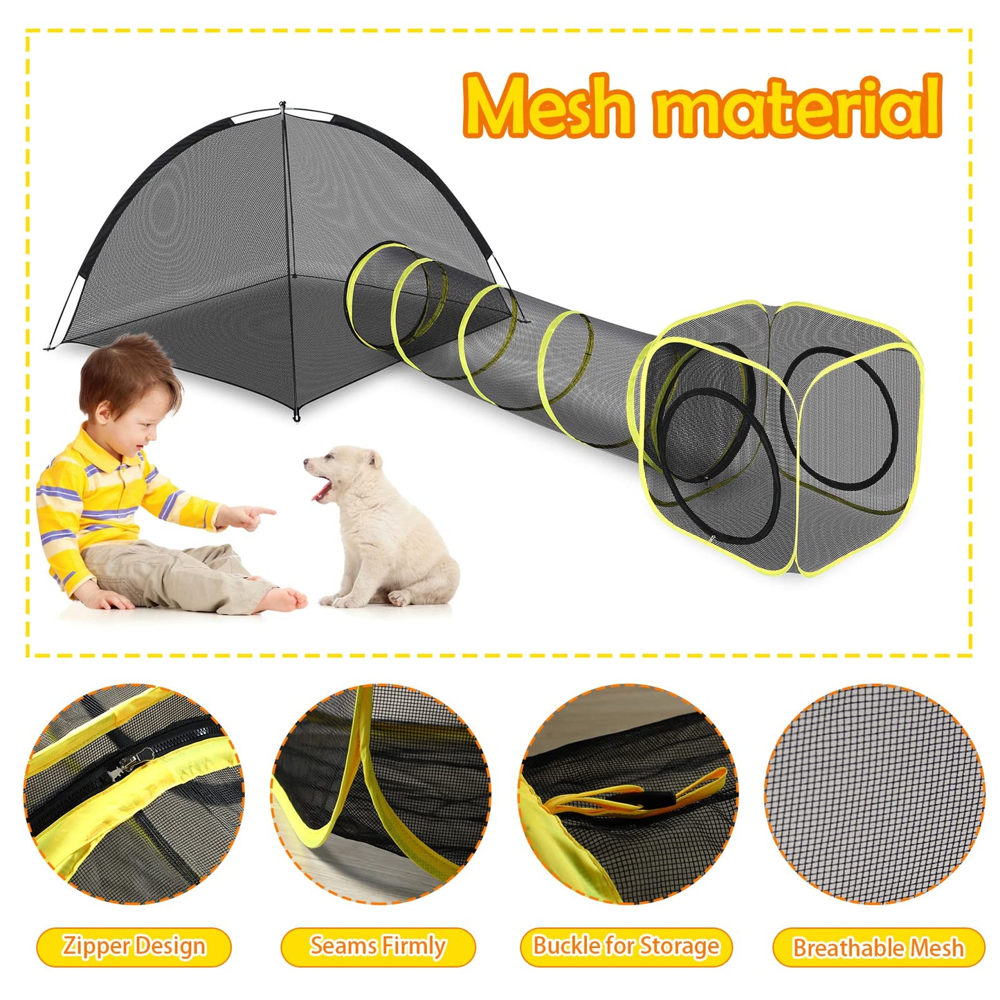 Portable Cat Enclosure with Tunnel