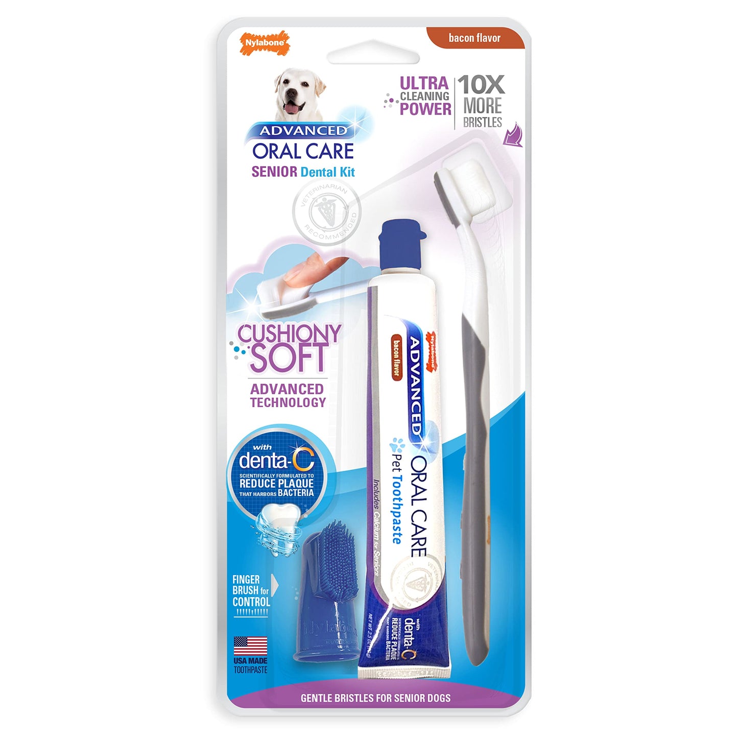 Senior Dog Dental Kit with Cushiony Soft-Bristle Toothbrush