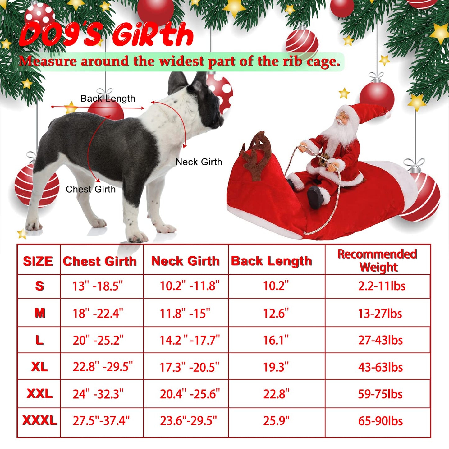 Santa Dog Costume - Christmas Pet Outfit