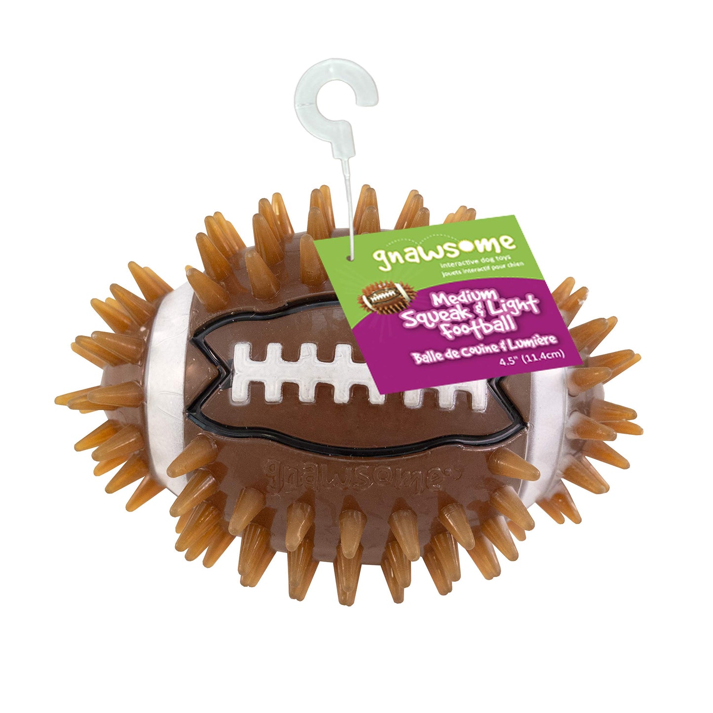 Spiky Squeak & Light Football Dog Toy