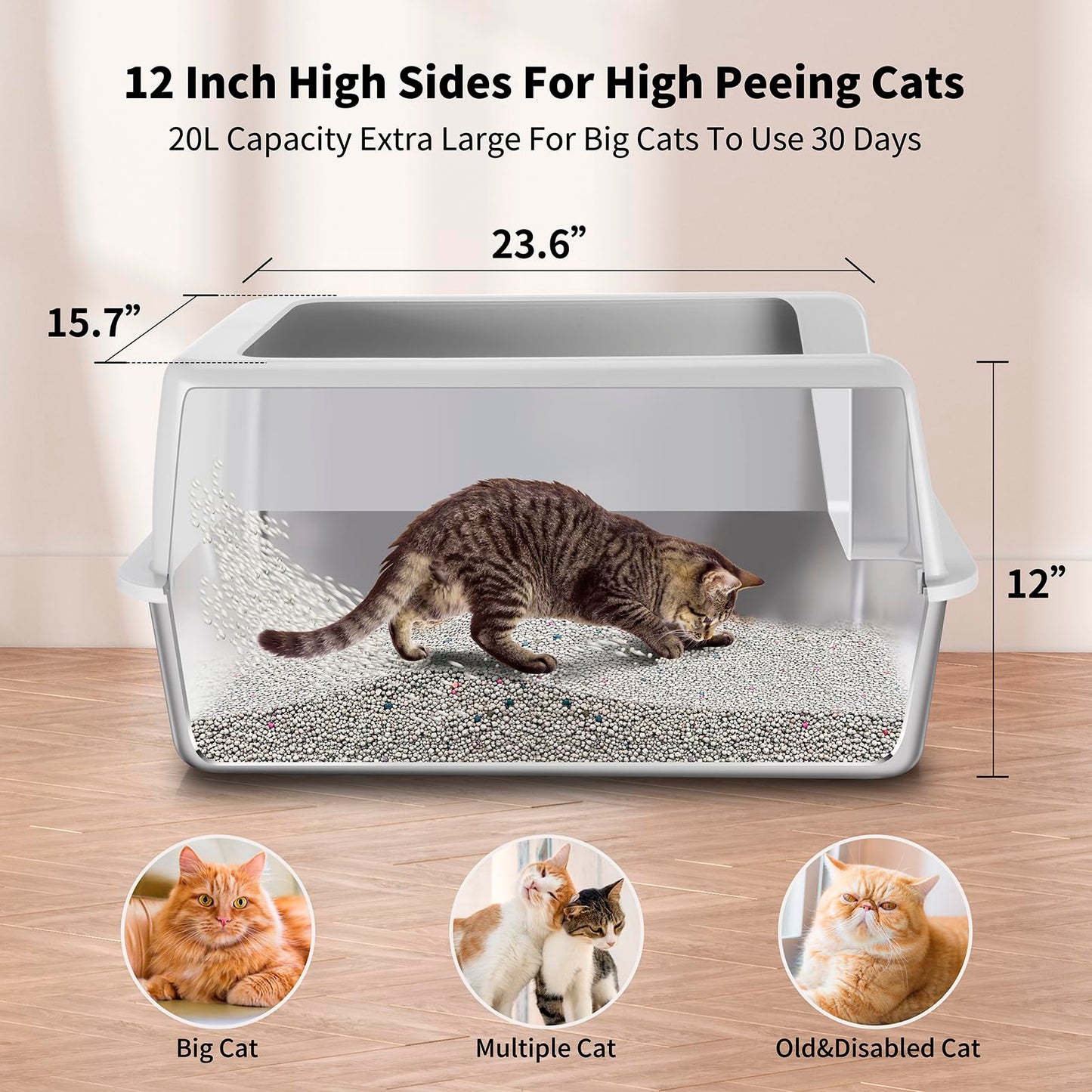 Stainless Steel Litter Box with Lid - XL