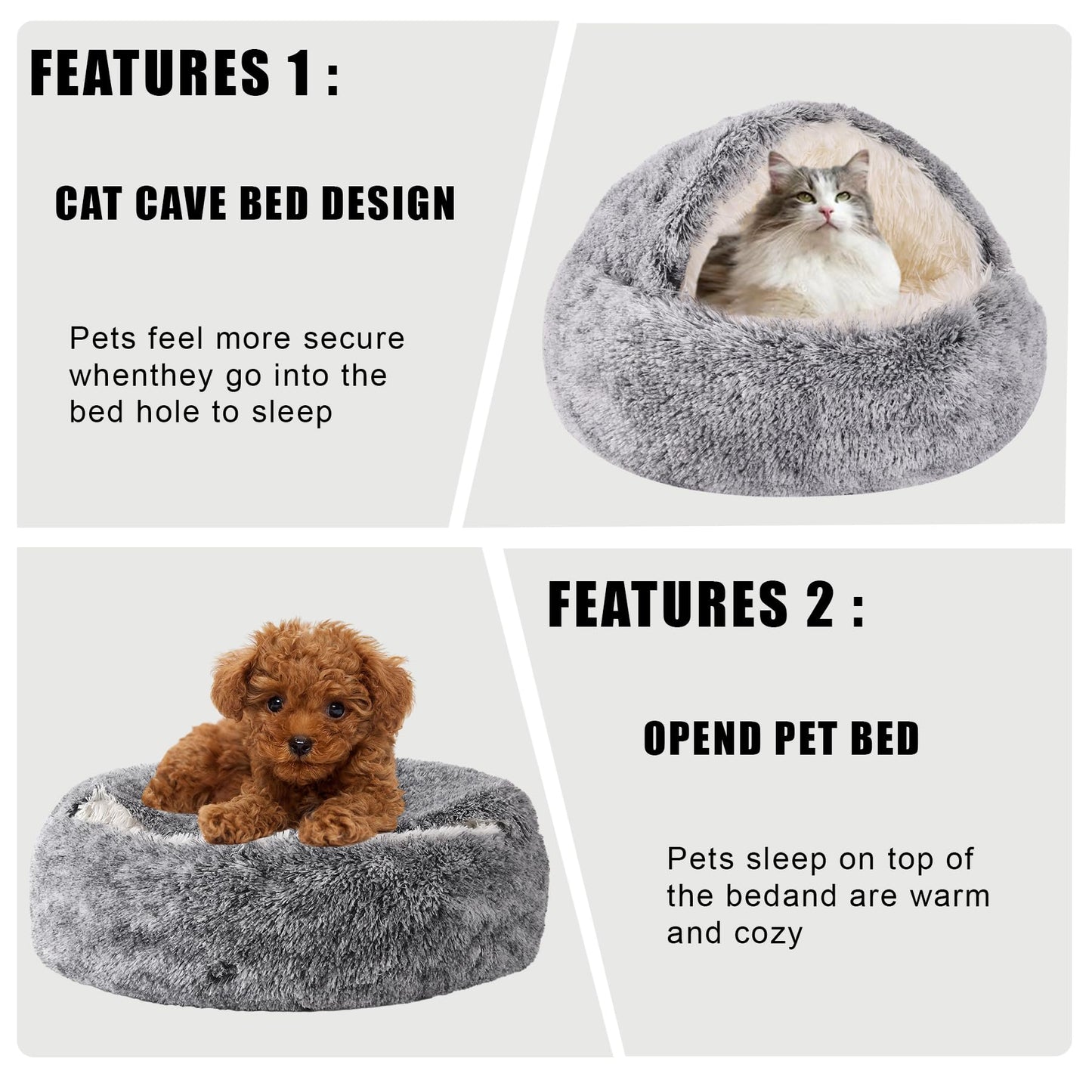 HYQ 2-in-1 Plush Pet Bed