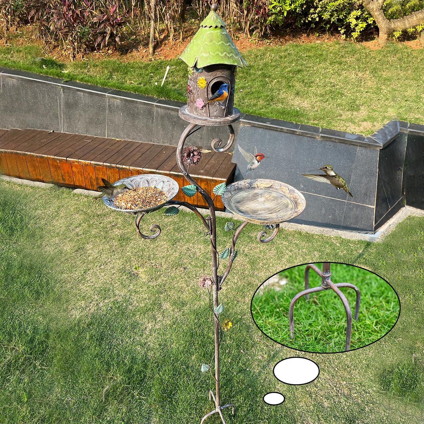 71" Bird Bath and House Combo