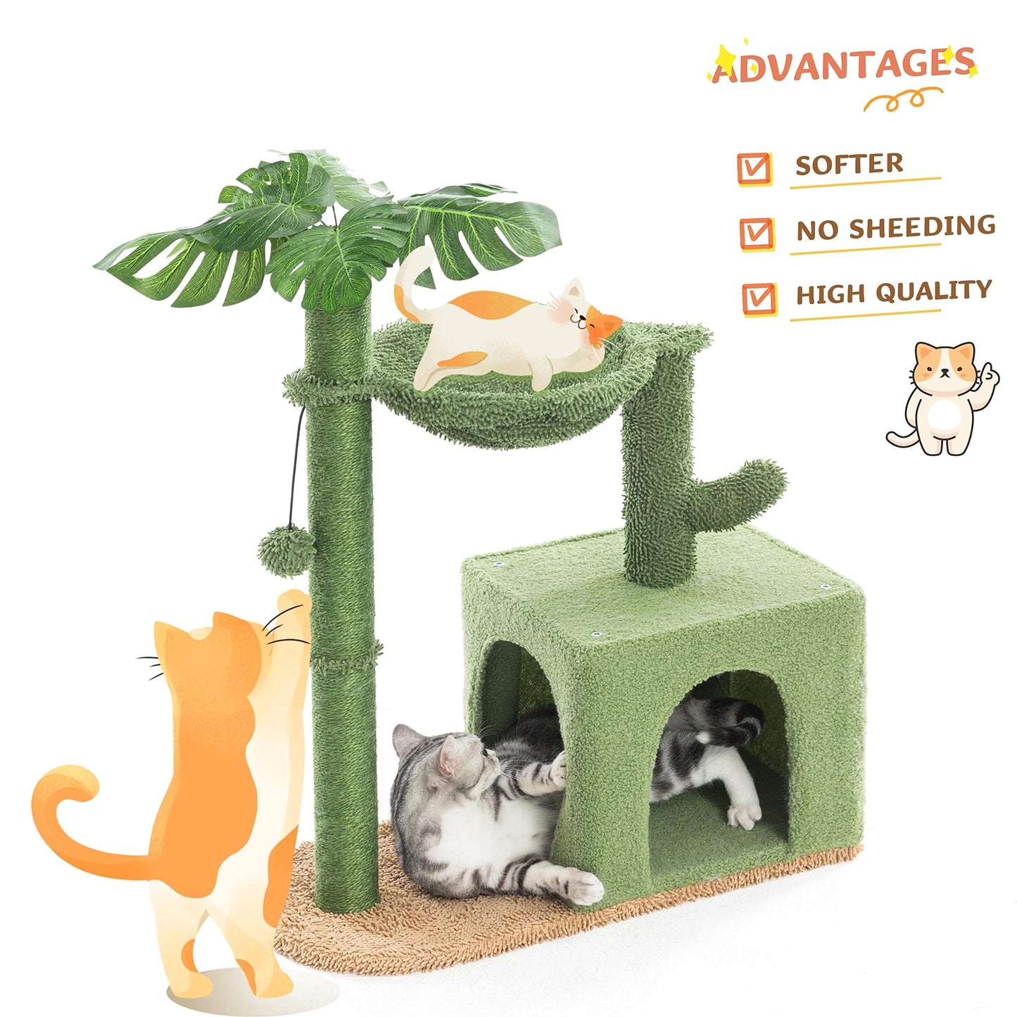 Cactus Cat Tree Condo with Hammock